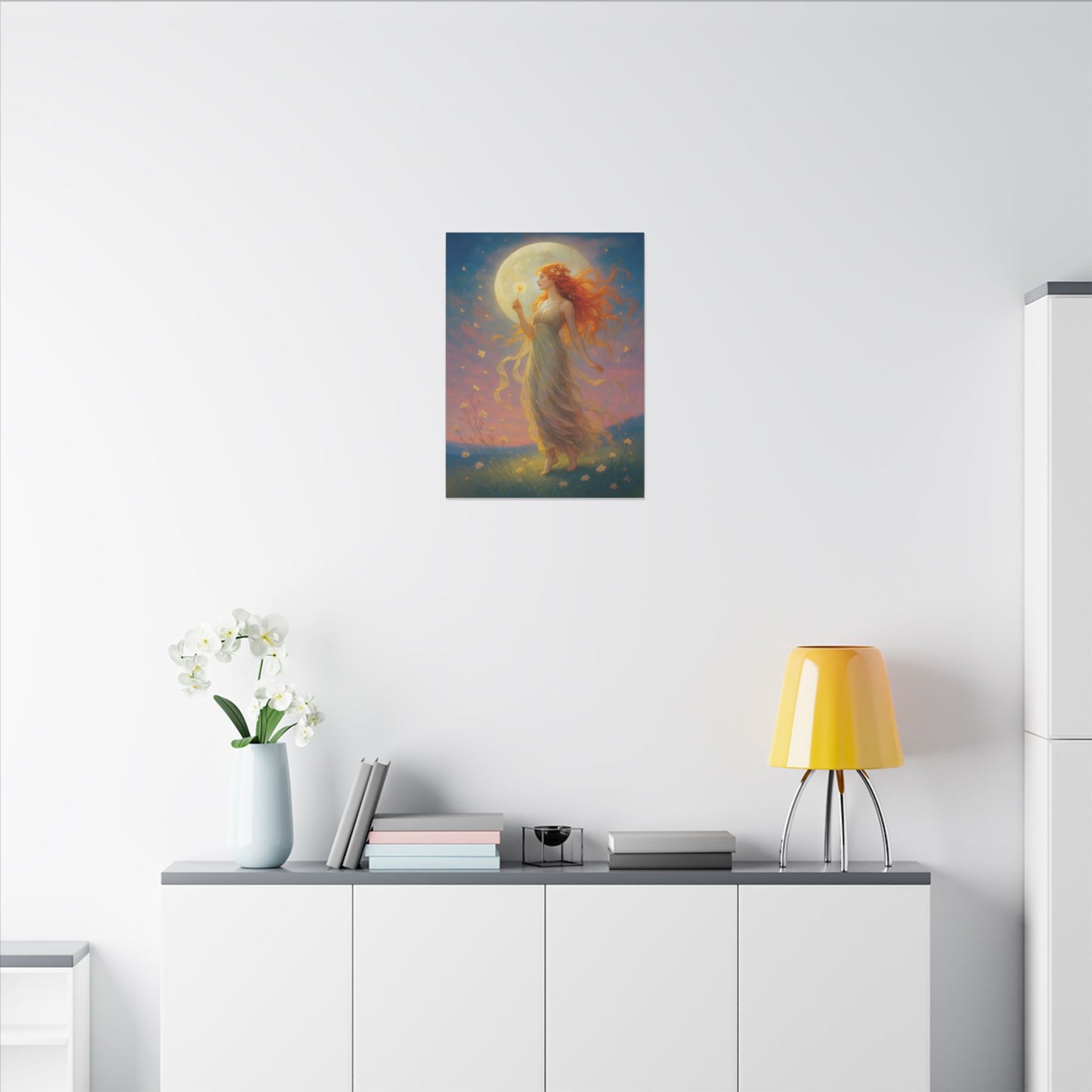 Moonlight Wishes – Luminous Goddess Wall Art (Art Nouveau Inspired)
