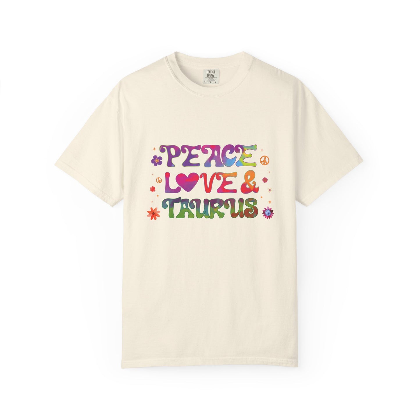 Peace Love & Taurus – Earthy Retro Zodiac Tee
