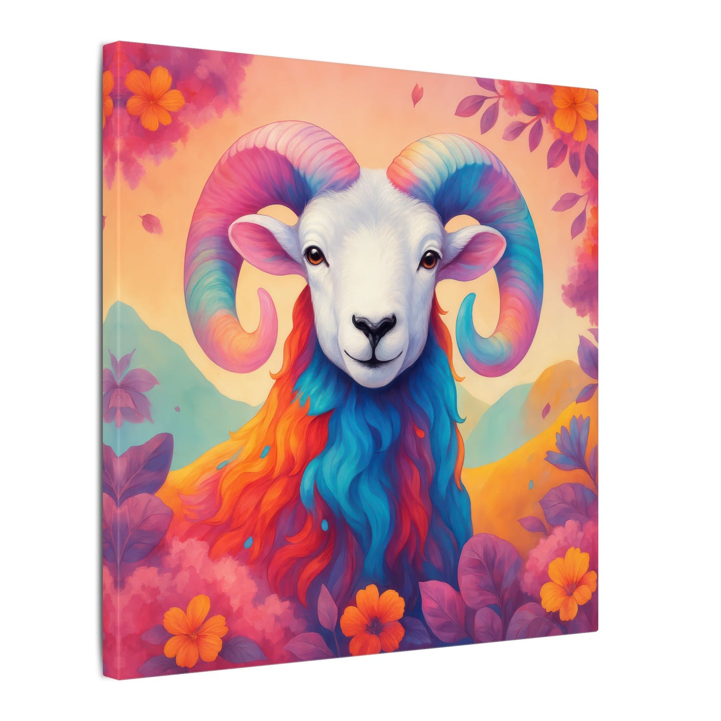 Rainbow Ram - Radiant Blossoms (Aries inspired) Wall Art