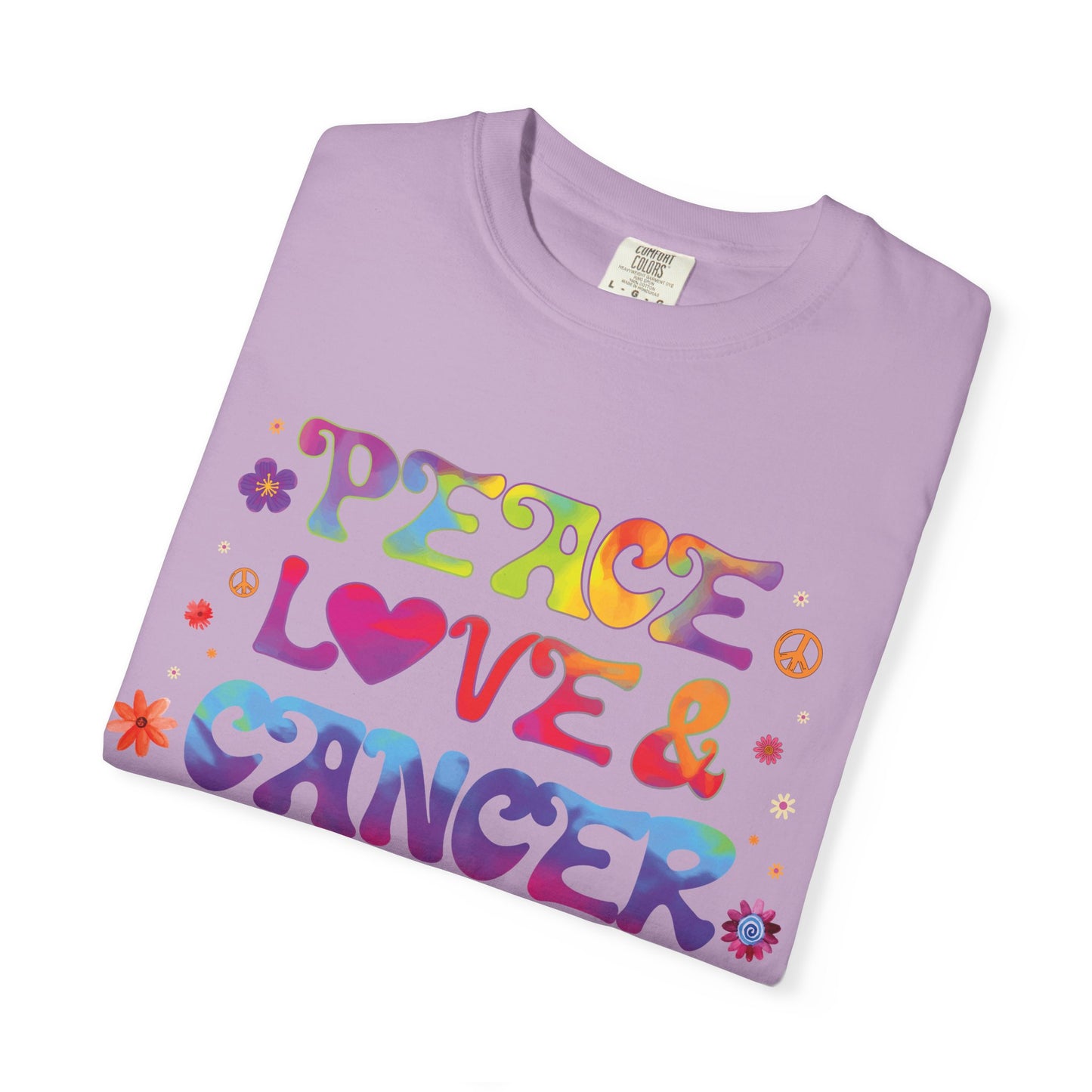 Peace Love & Cancer – Groovy Zodiac Retro Tee