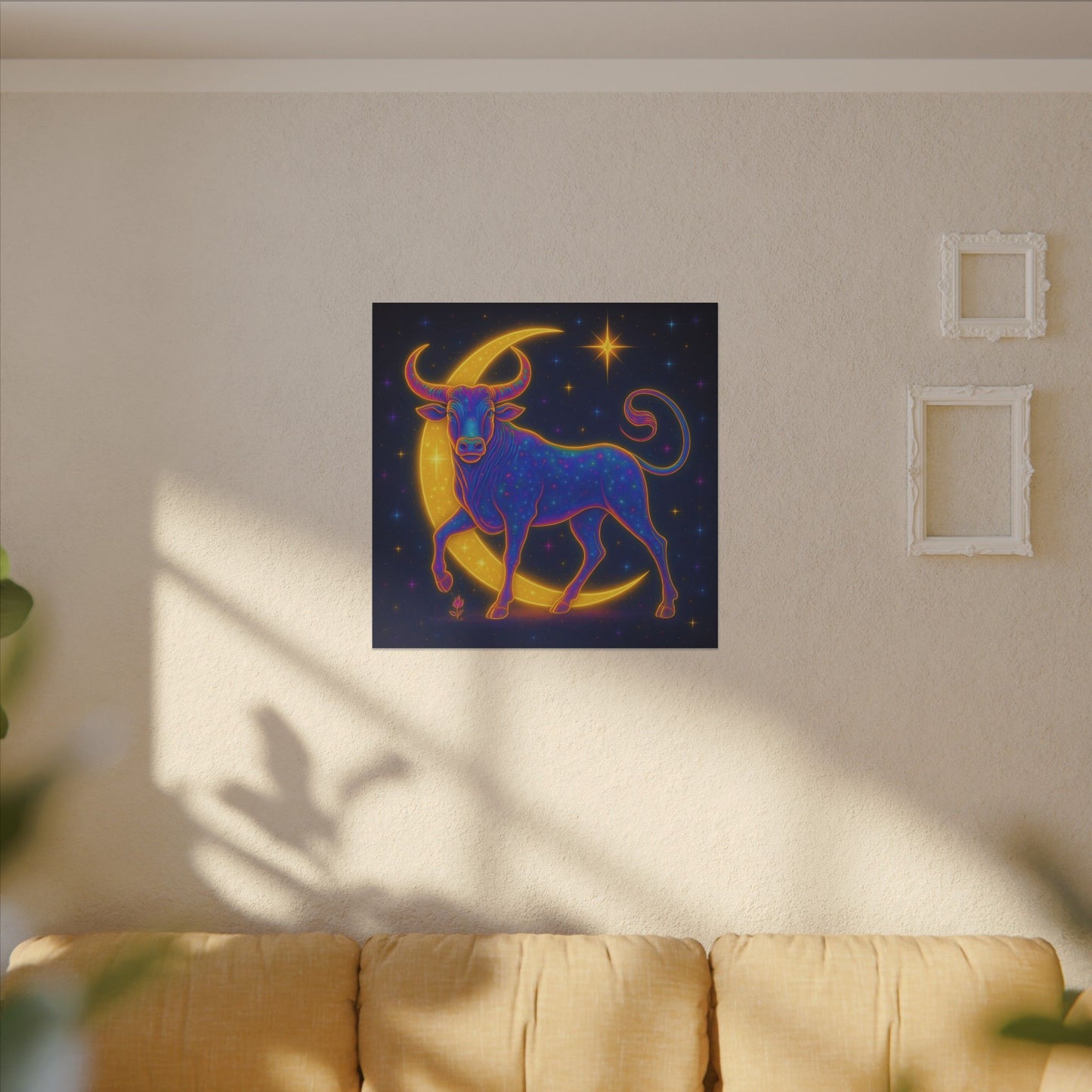 Radiant Rainbow Bull – Celestial Wall Art (Taurus Inspired)