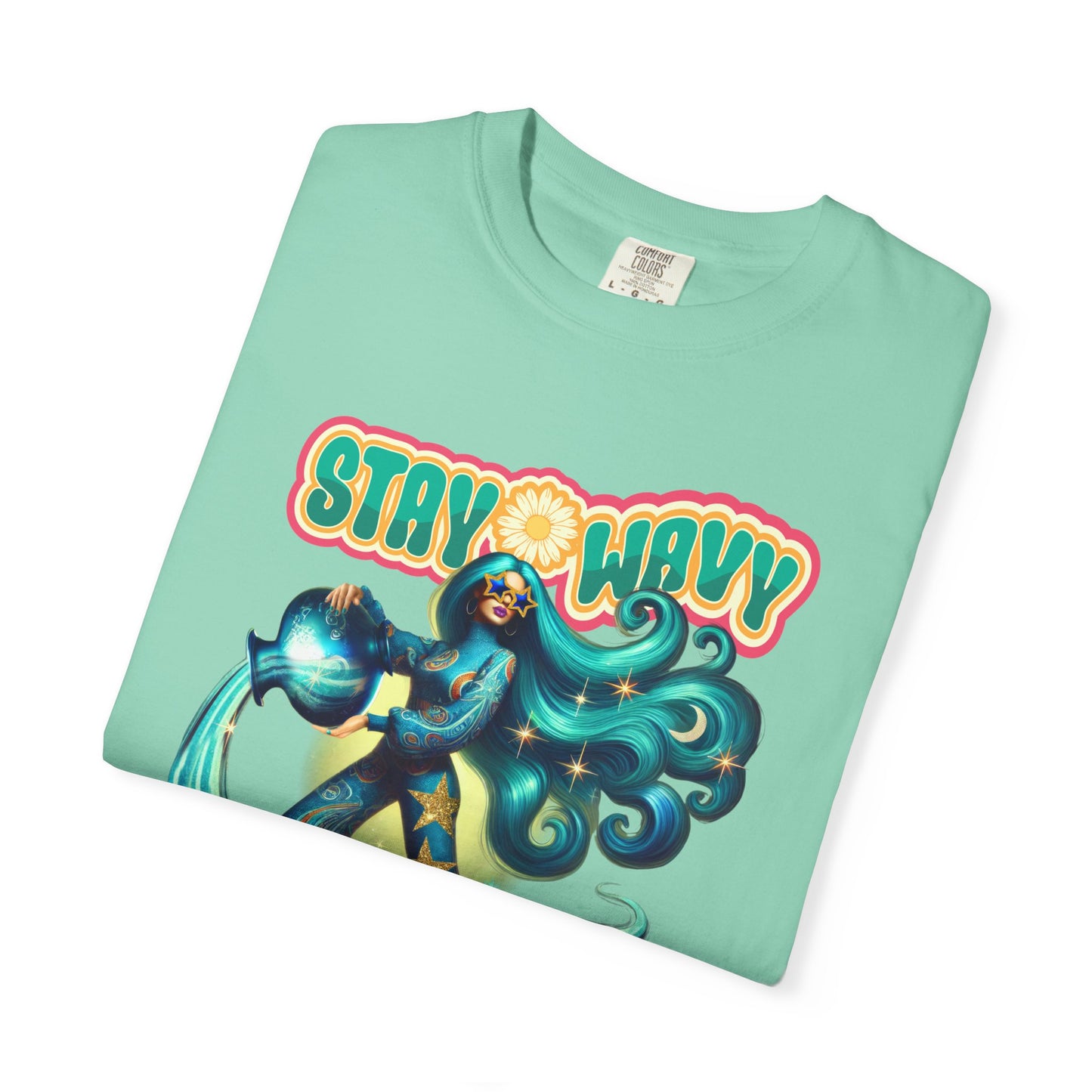 Stay Wavy Aquarius – Retro Water Bearer Zodiac Tee