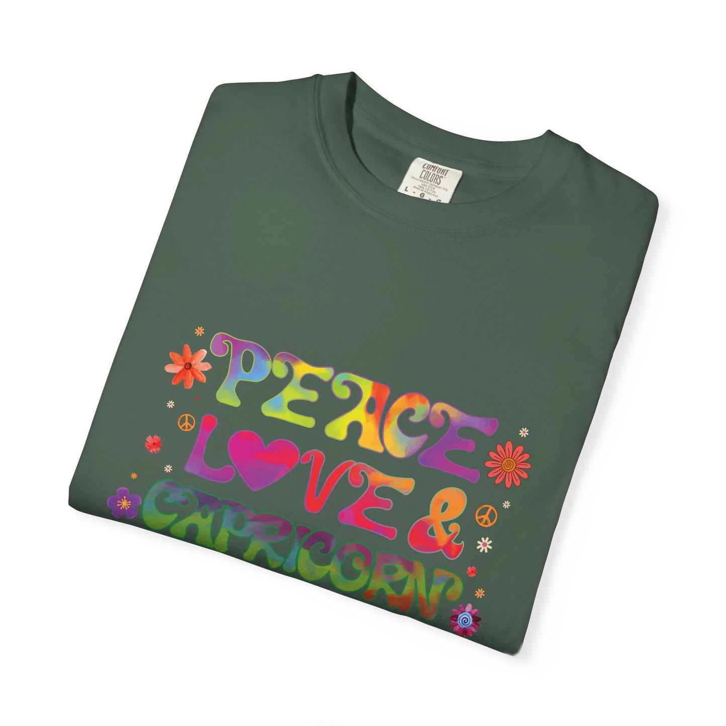 Peace Love & Capricorn β Groovy Hippie Zodiac Tee