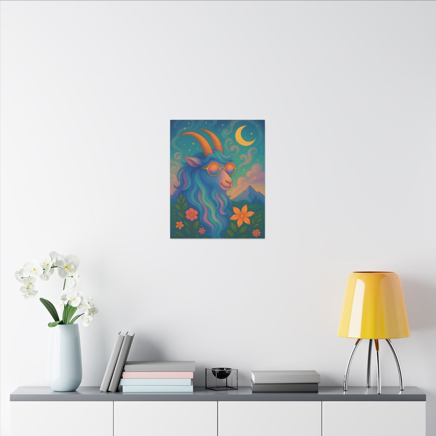Capricorn Dreams – Radiant Retro Goat Wall Art