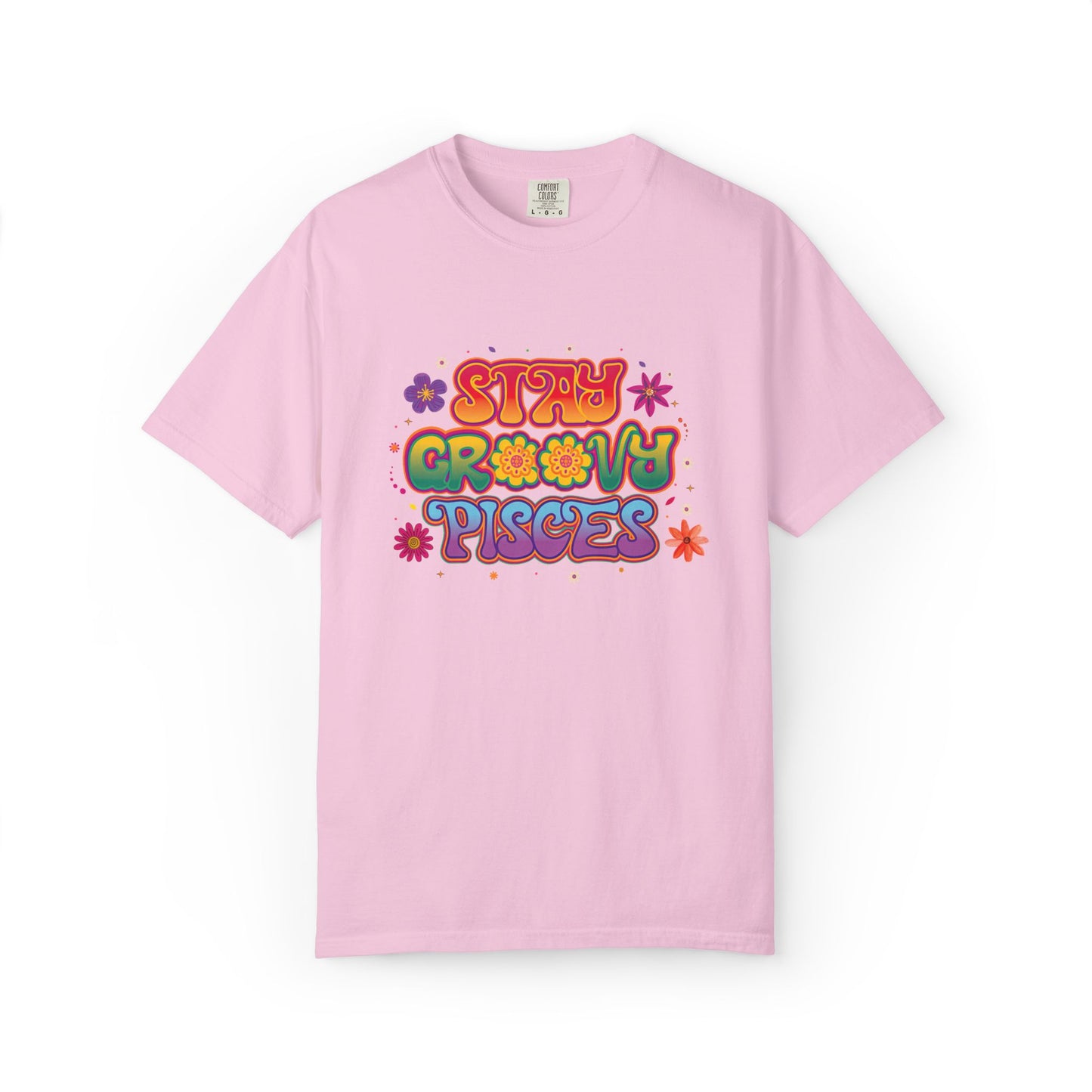 Stay Groovy Pisces - Retro Flower Power Zodiac Tee