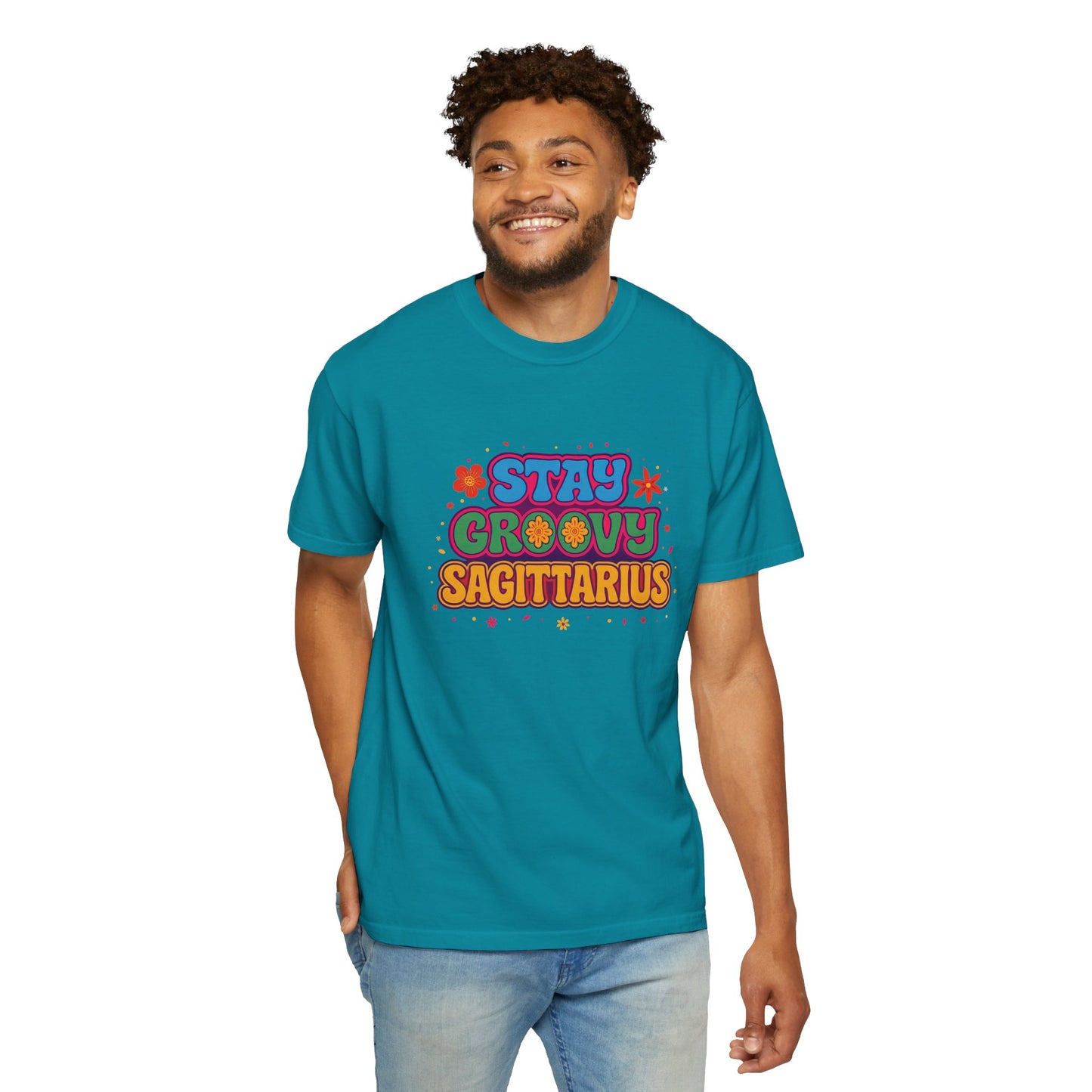 Stay Groovy Sagittarius – Retro Flower Power Zodiac Shirt