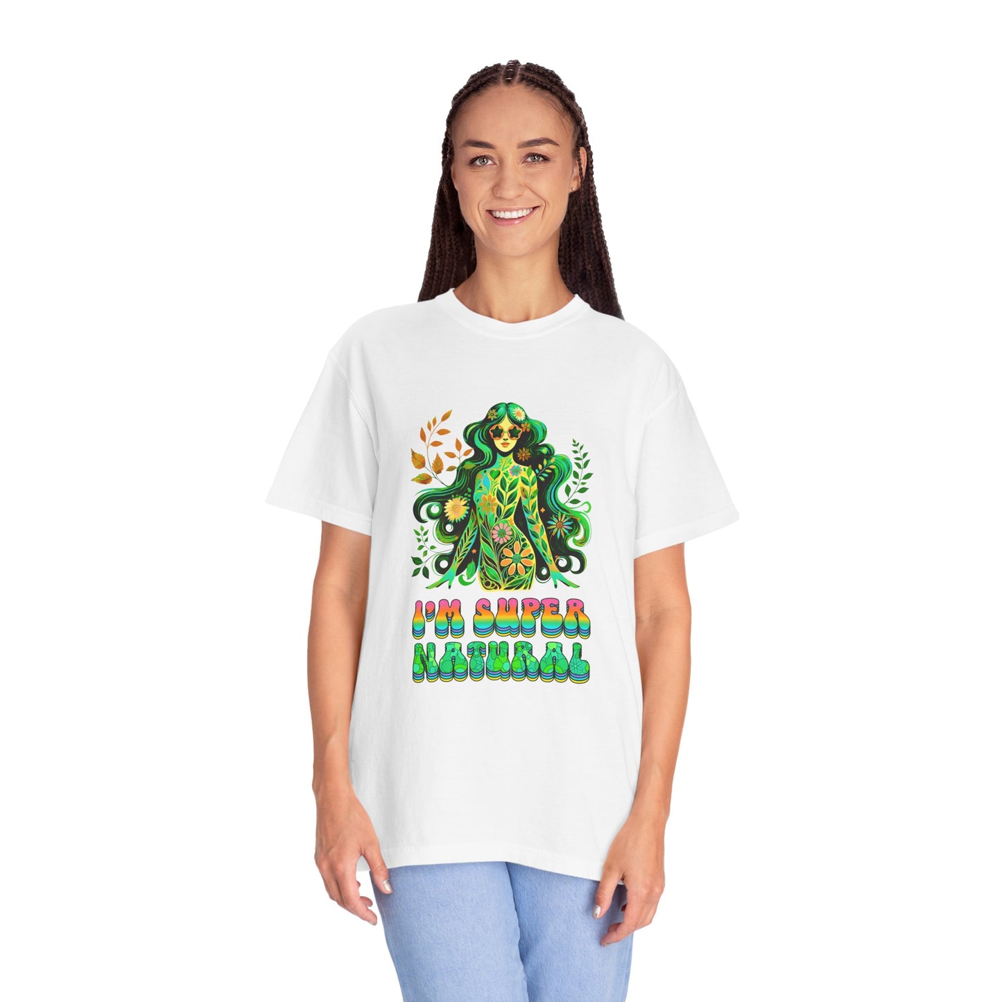 I’m Super Natural Colorful Retro Tee – Groovy Flower Power Goddess virgo t Shirt