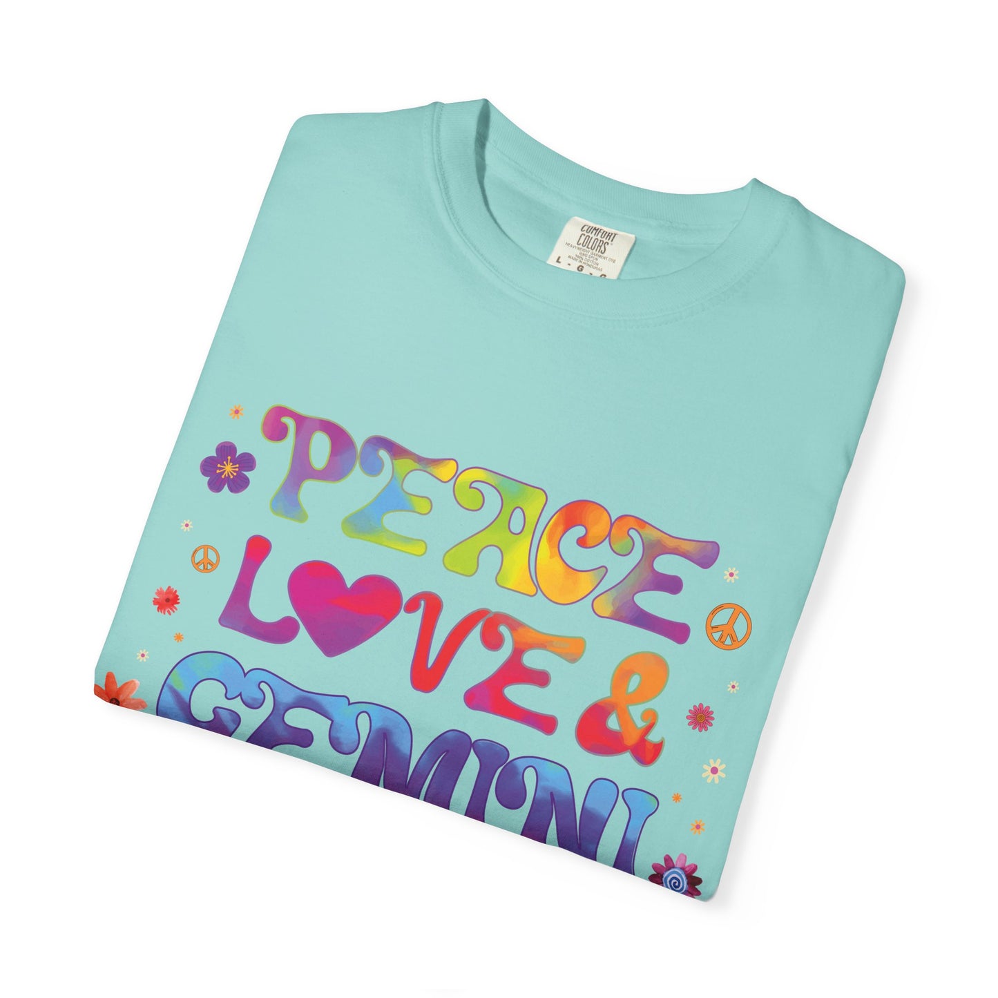 Peace Love & Gemini – Retro Groovy Zodiac Tee
