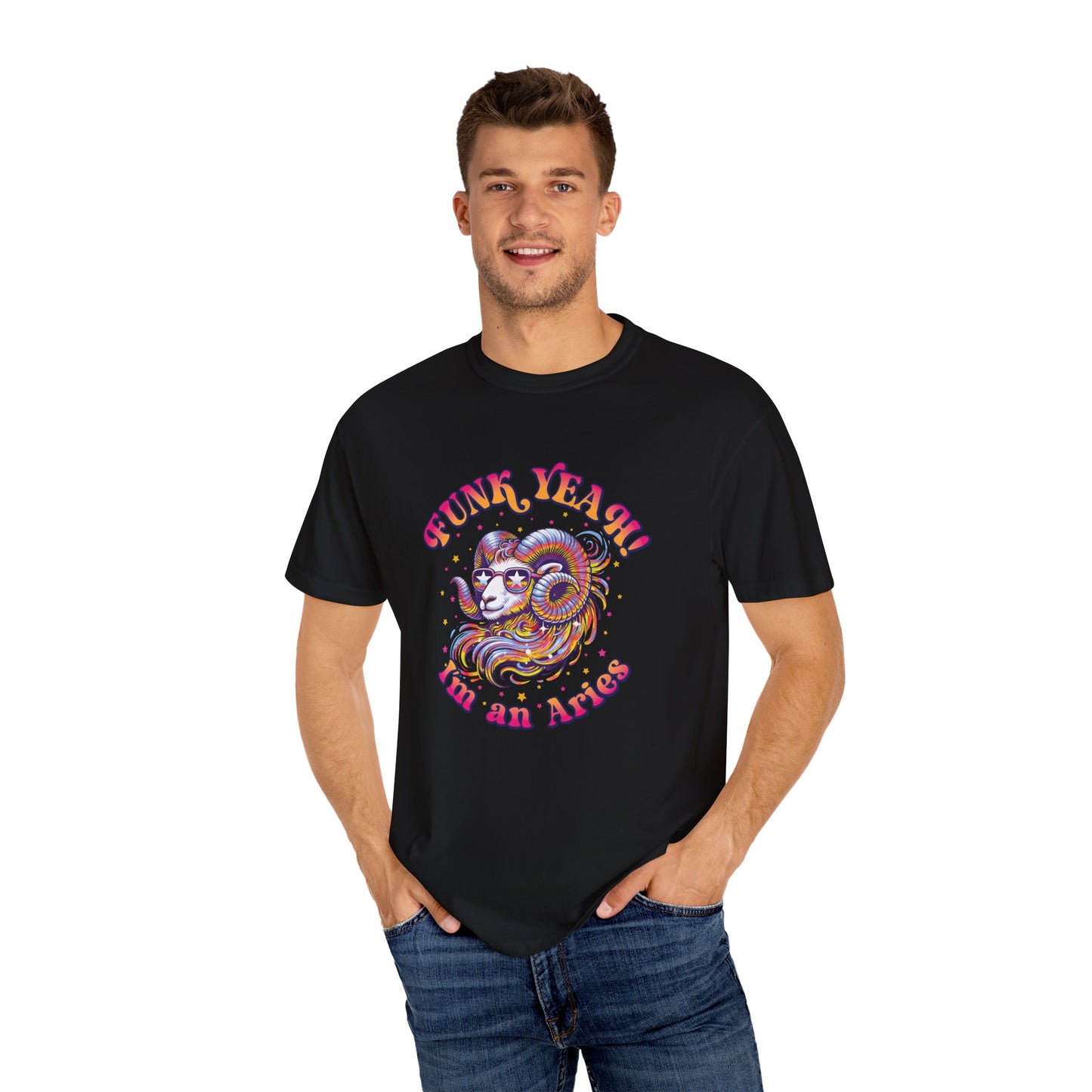 FUNK YEAH!! I’m an Aries Tee – Retro Multicolor Zodiac Shirt, Groovy Fun Style