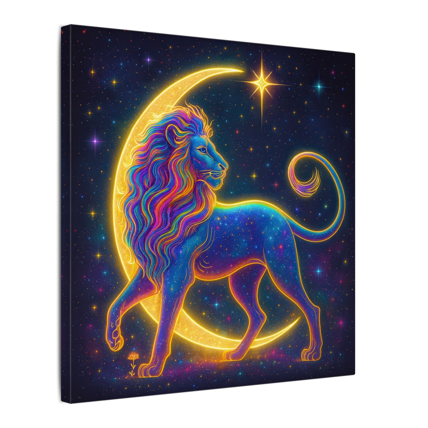 Radiant Rainbow Lion – Celestial Wall Art (Leo Inspired)