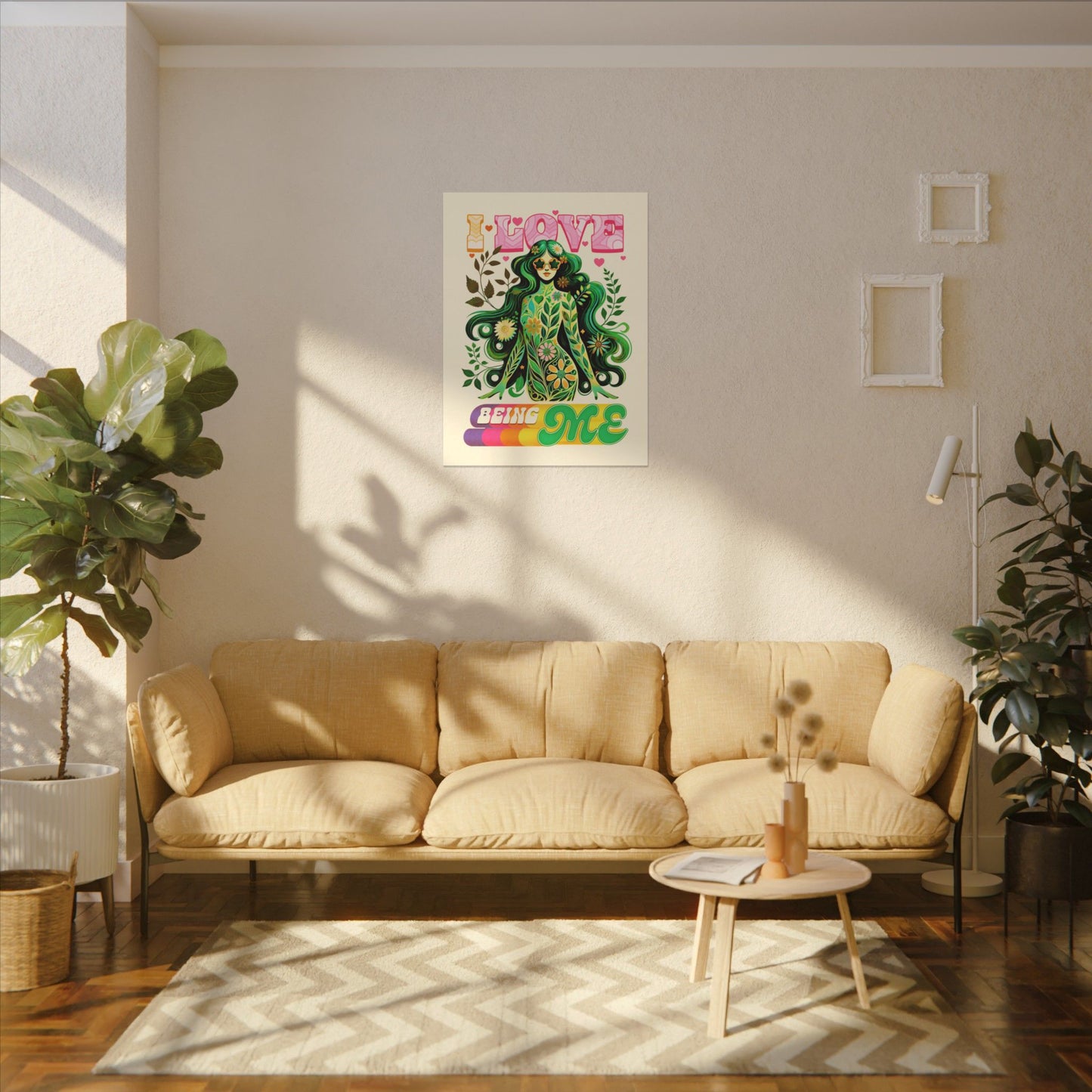 Mystical Retro Goddess Canvas Wall Art – Psychedelic Self-Love Botanical Design