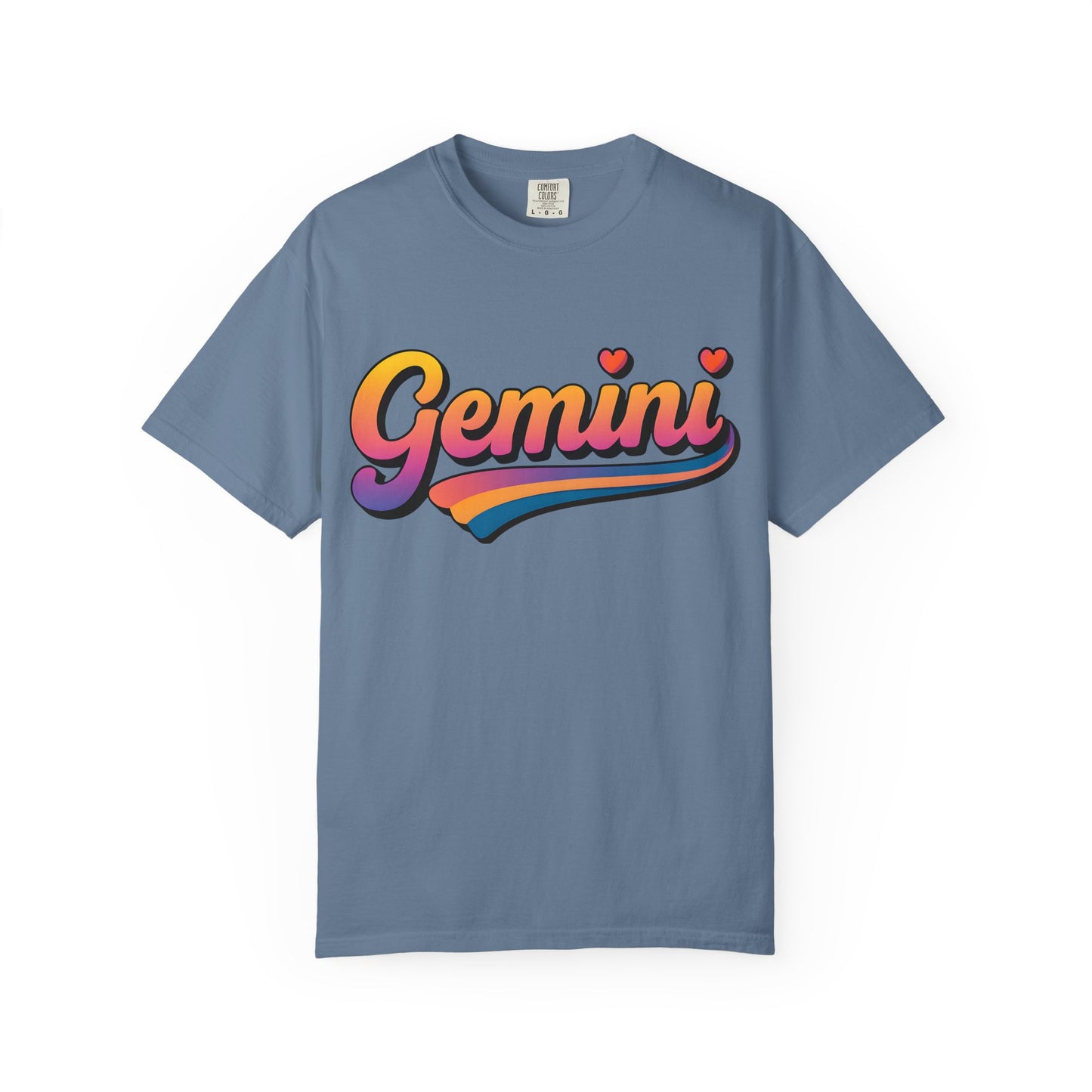Gemini Retro Rainbow Heart Astrology Tee