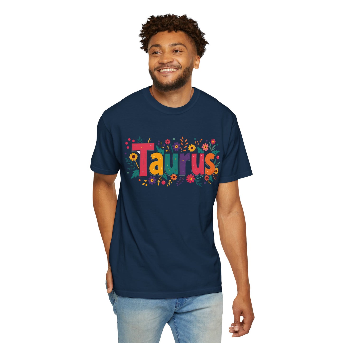 Taurus in Bloom – Colorful Floral Aesthetic Tee