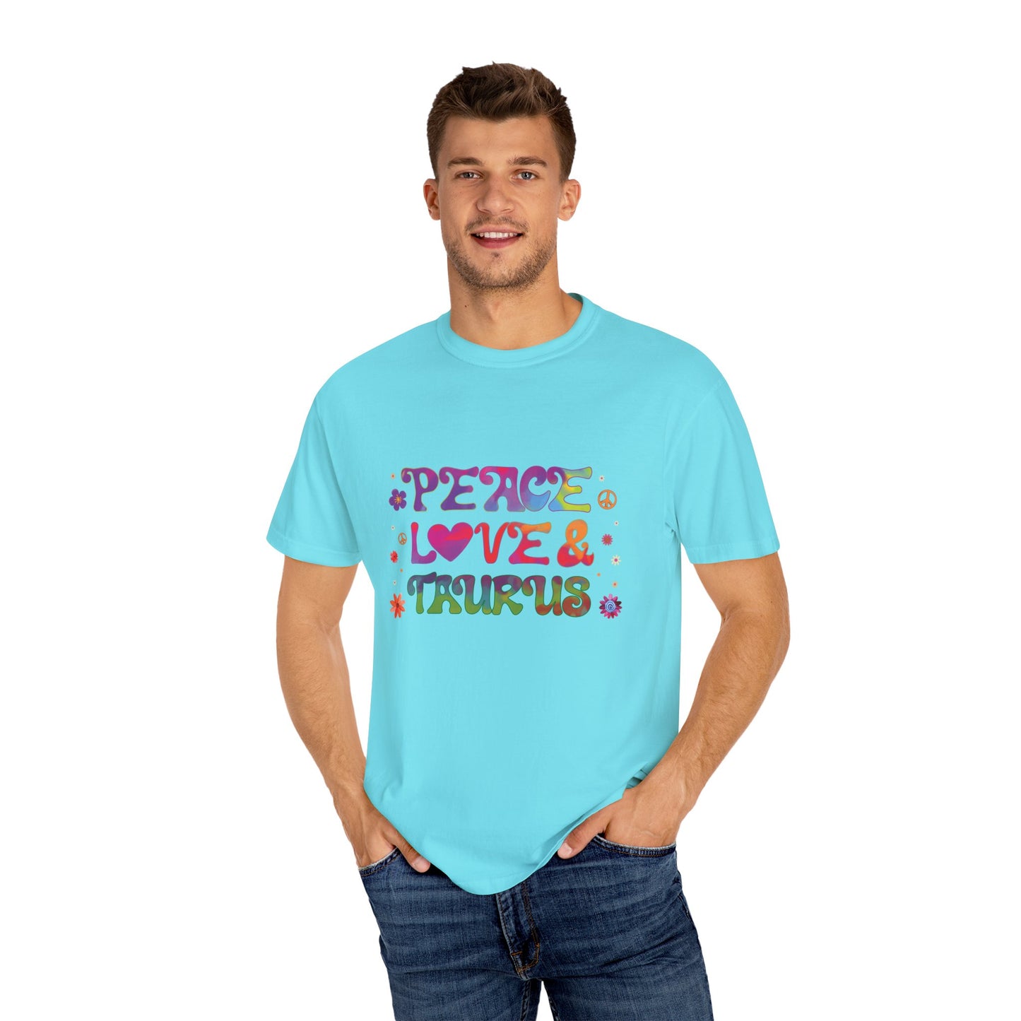 Peace Love & Taurus – Earthy Retro Zodiac Tee