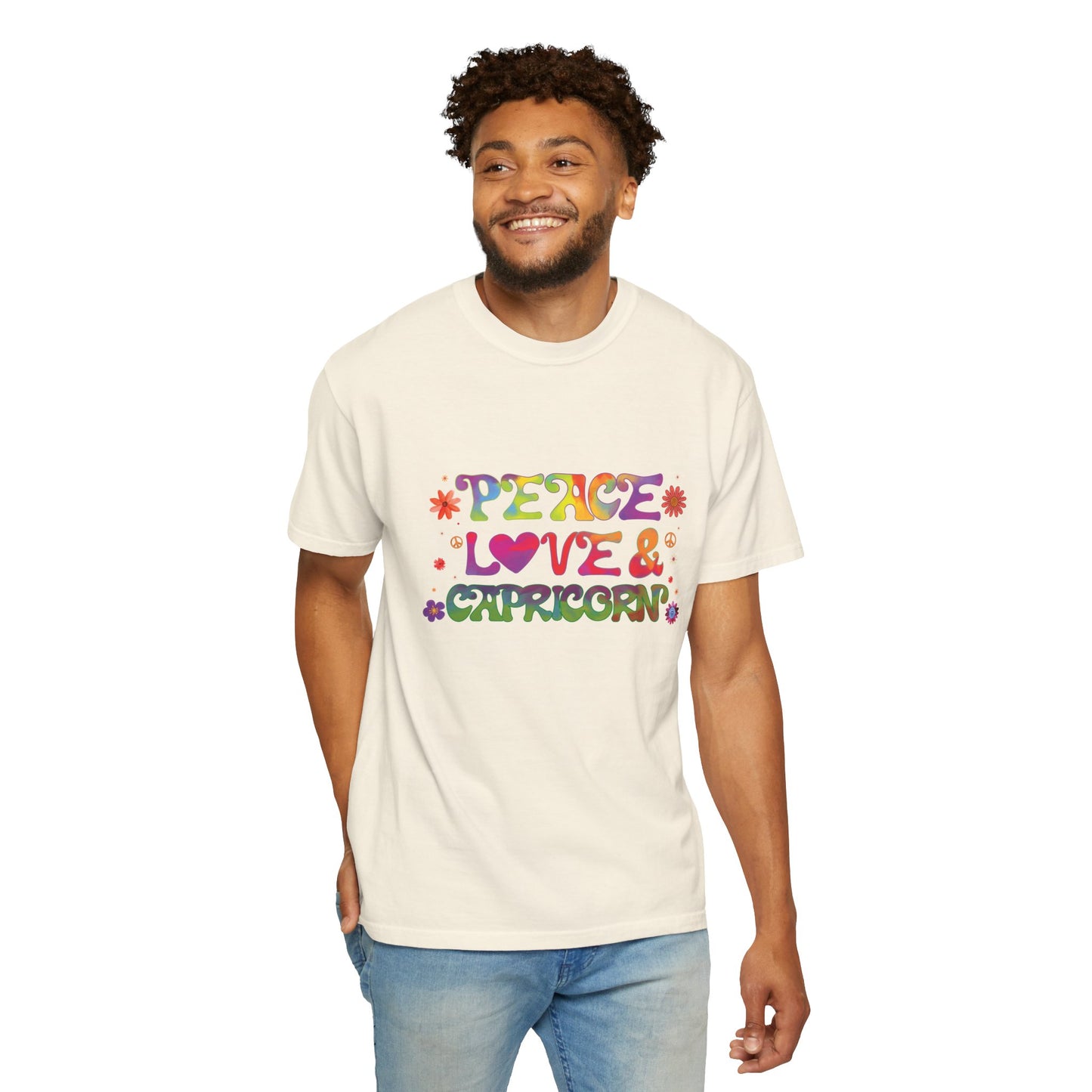 Peace Love & Capricorn β Groovy Hippie Zodiac Tee