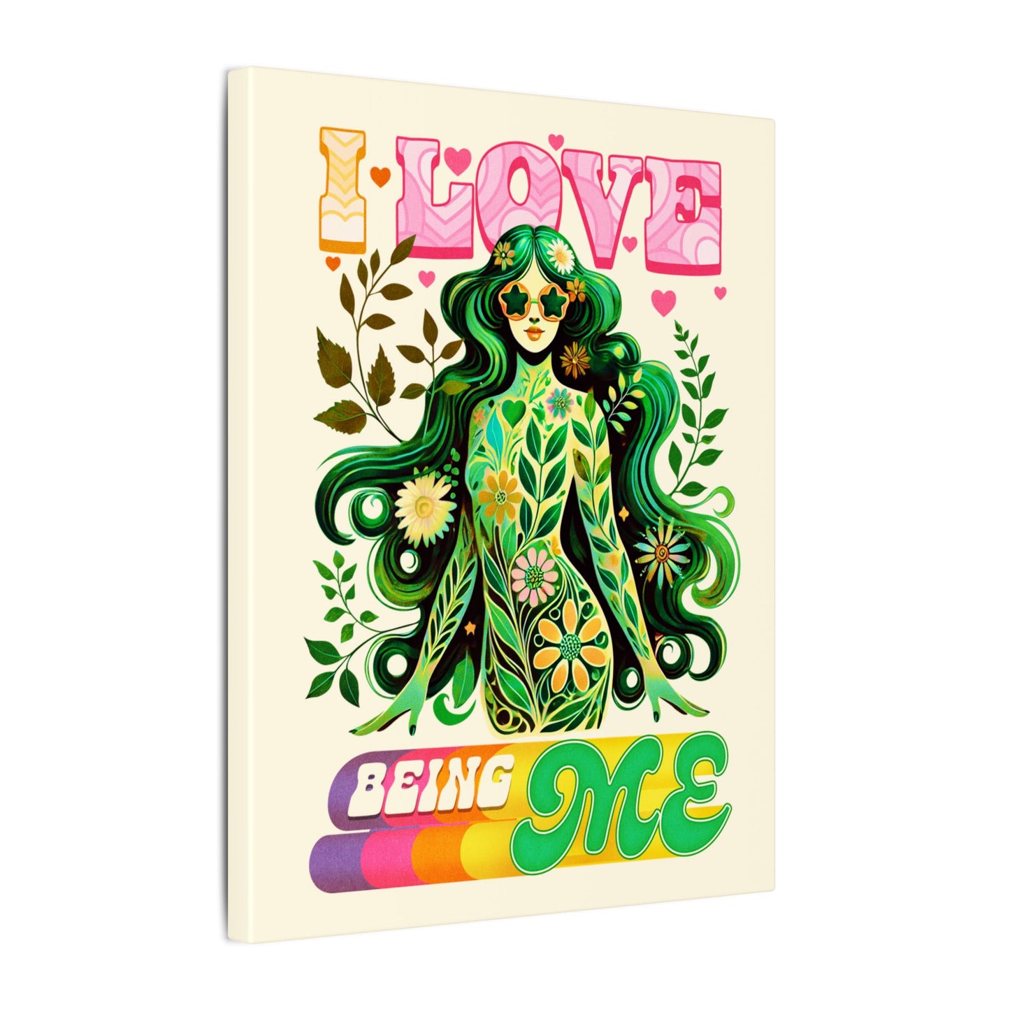 Mystical Retro Goddess Canvas Wall Art – Psychedelic Self-Love Botanical Design