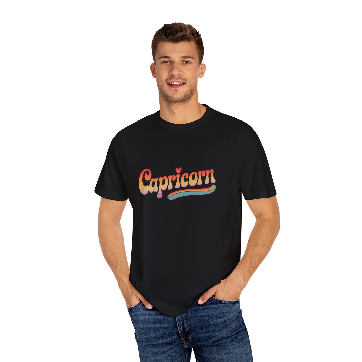 Capricorn – Retro Rainbow Groovy Zodiac Tee