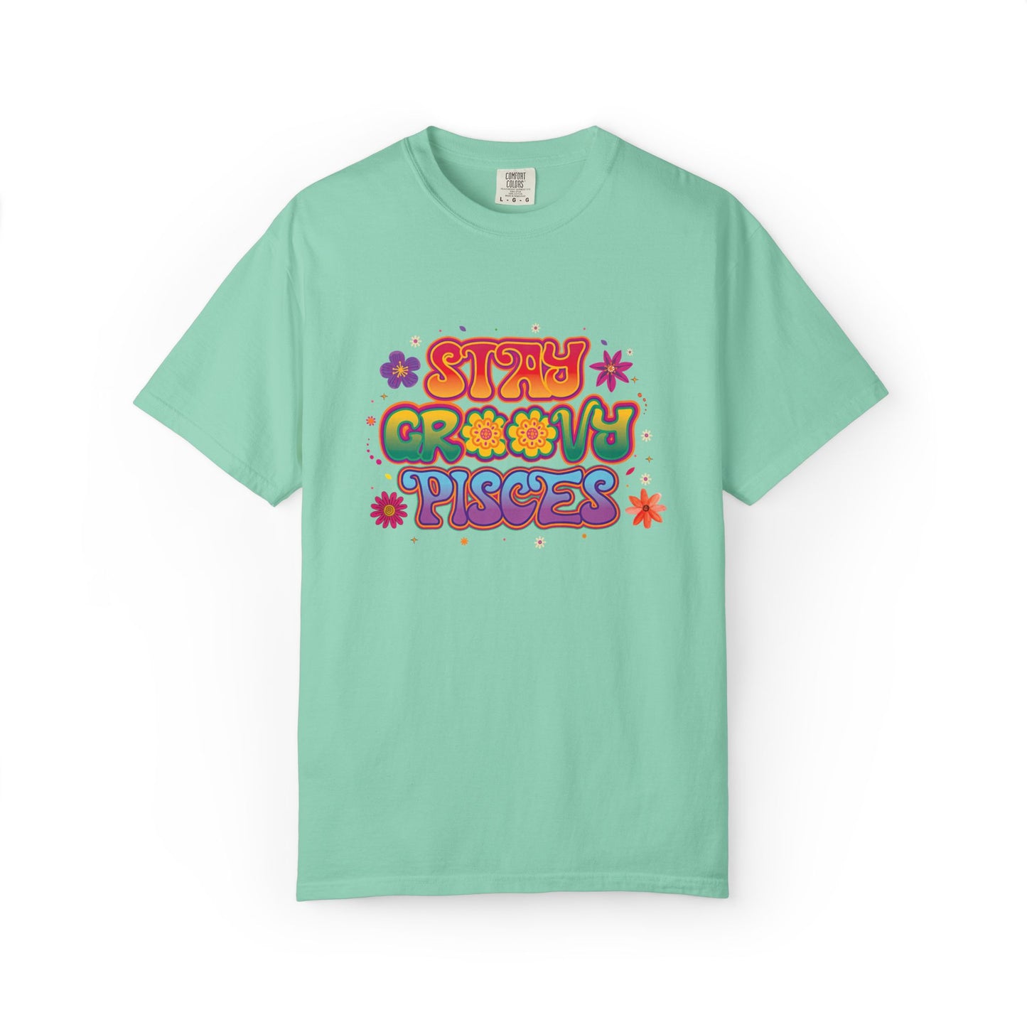 Stay Groovy Pisces - Retro Flower Power Zodiac Tee