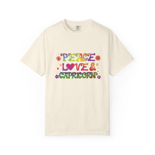Peace Love & Capricorn – Groovy Hippie Zodiac Tee