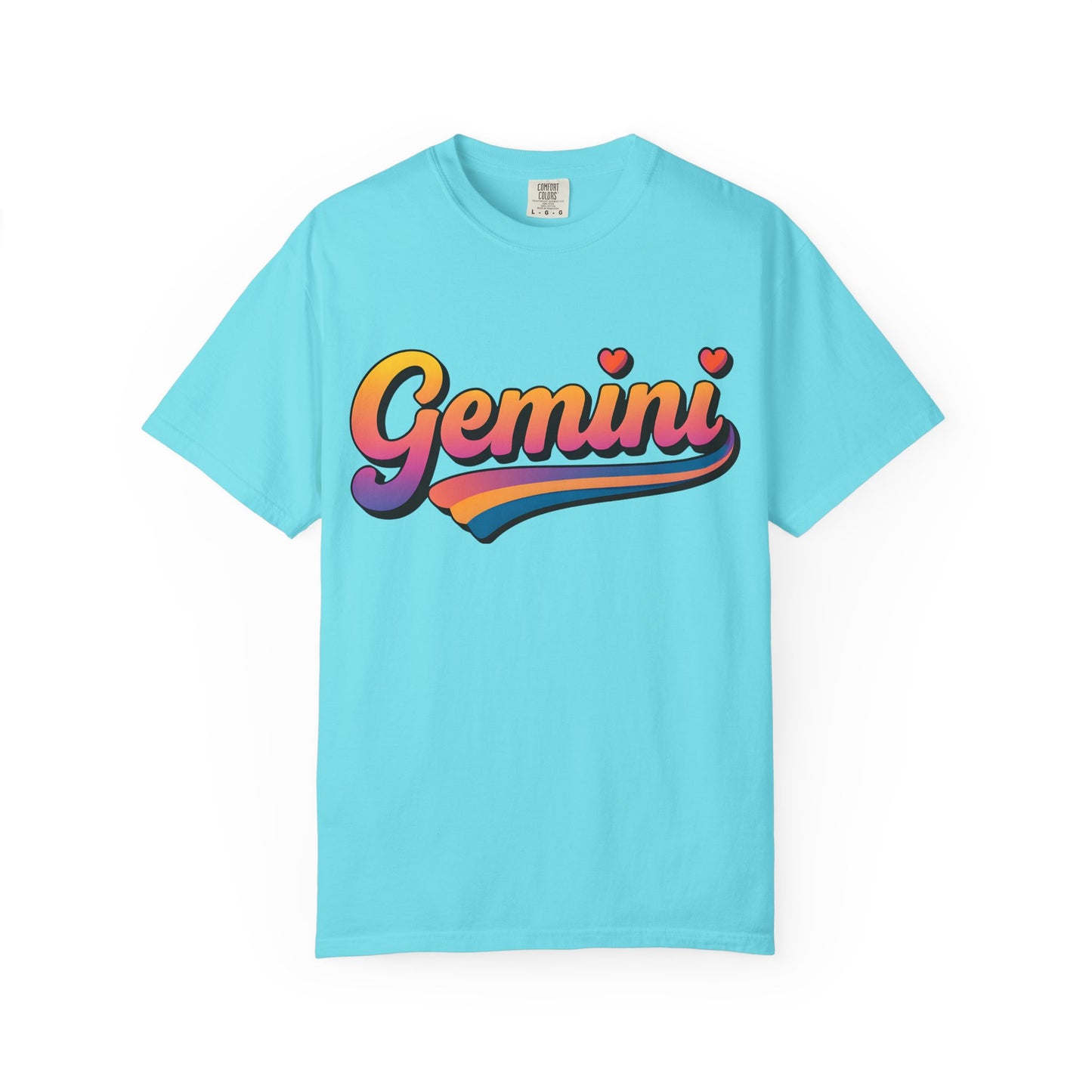Gemini Retro Rainbow Heart Astrology Tee