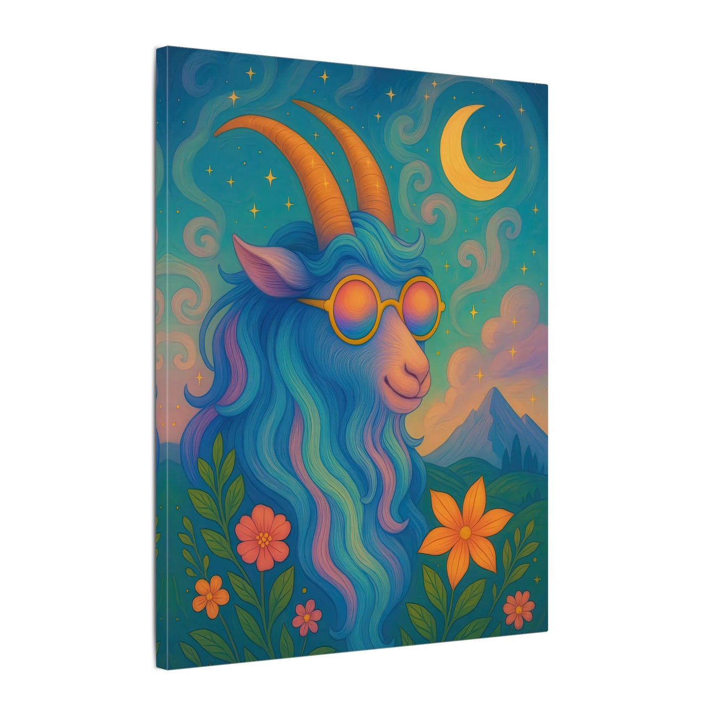 Capricorn Dreams – Radiant Retro Goat Wall Art