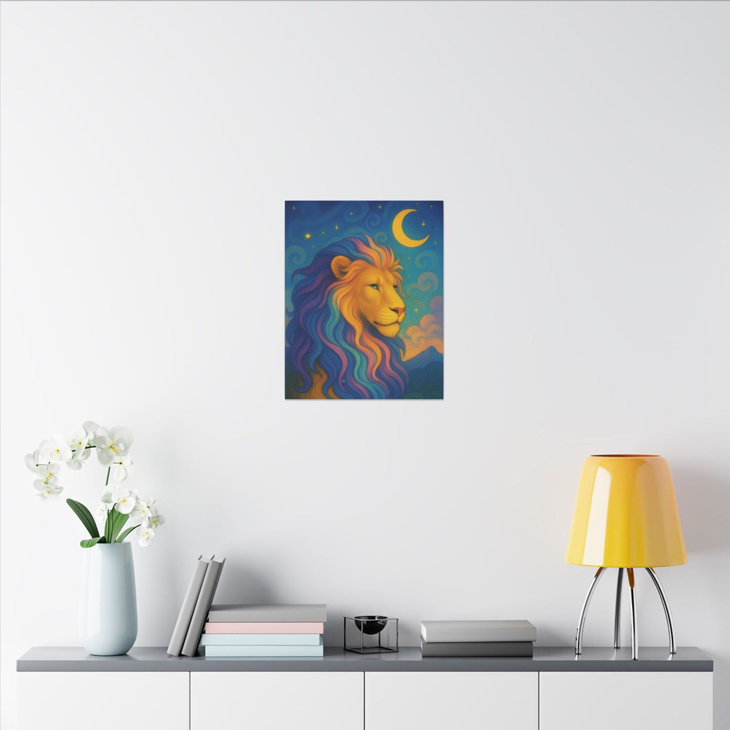 Moonlit Majesty – Luminous Lion Wall Art (Leo Inspired)