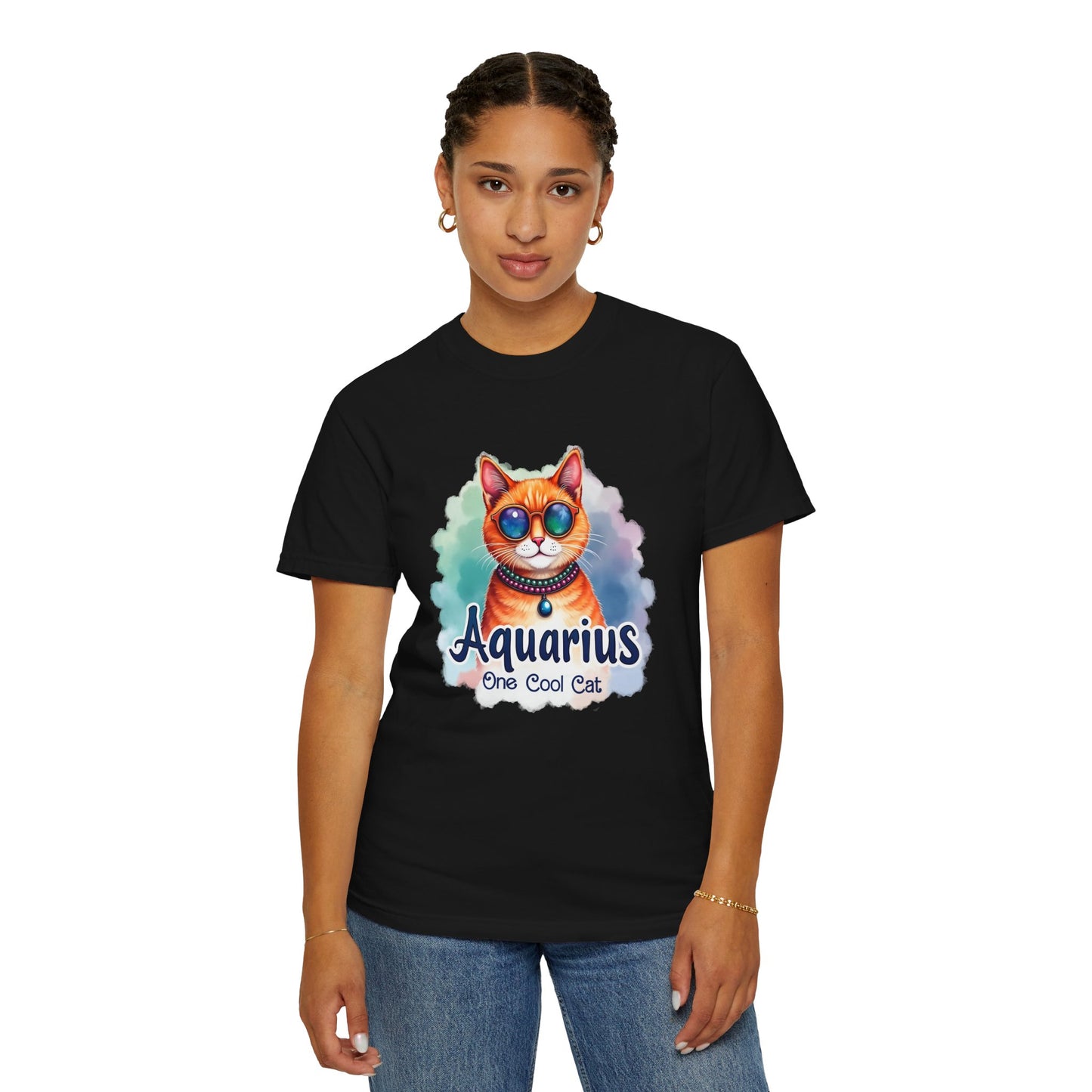 Aquarius One Cool Cat – Colorful Zodiac Shirt