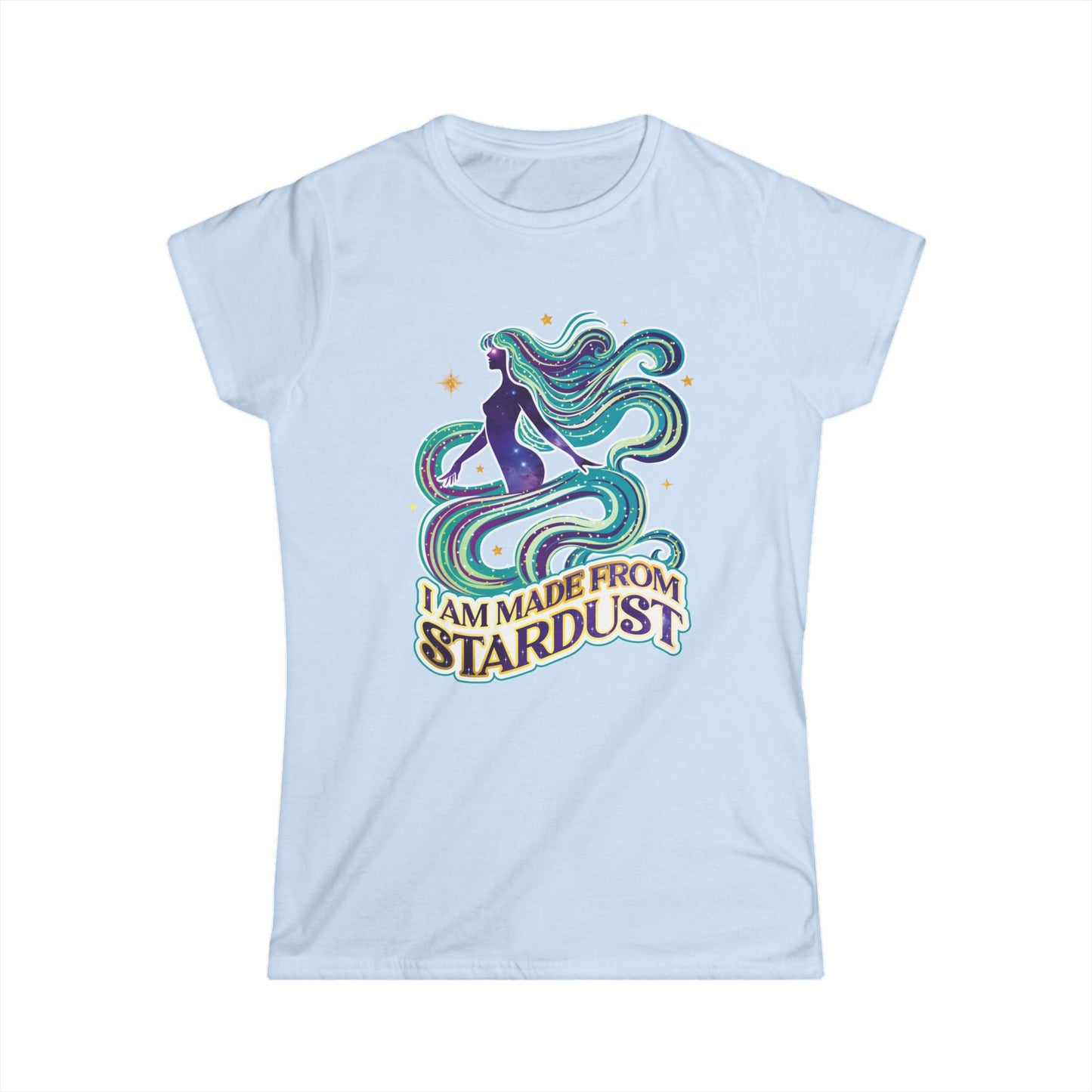 I Am Made From Stardust Black T-Shirt | Celestial Goddess Graphic Tee | Cosmic Affirmation Shirt | Women’s Fit Option