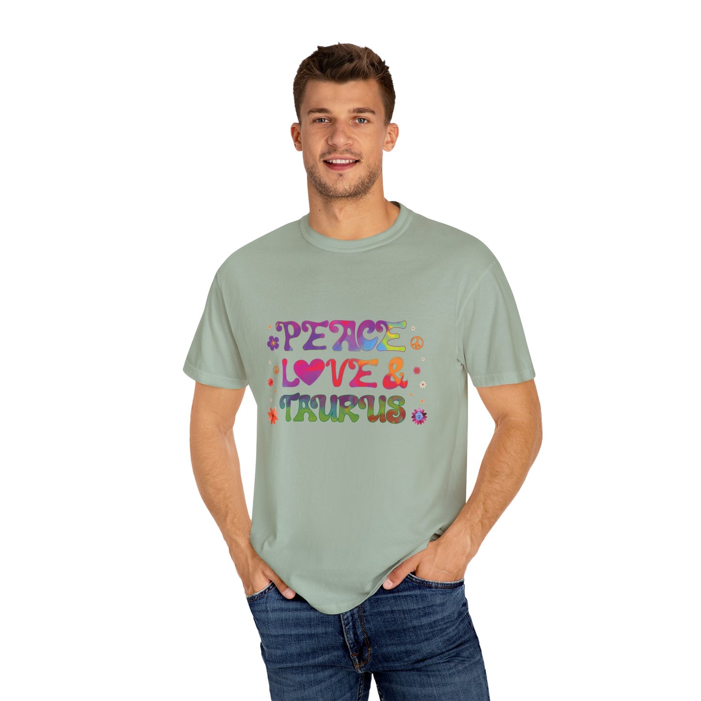 Peace Love & Taurus – Earthy Retro Zodiac Tee