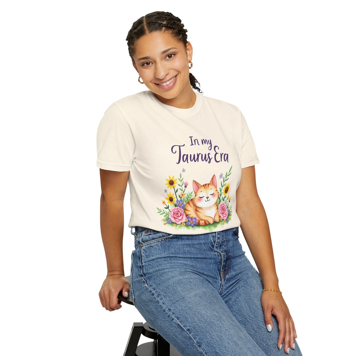 In My Taurus Era Tee – Colorful Zodiac Cat Shirt
