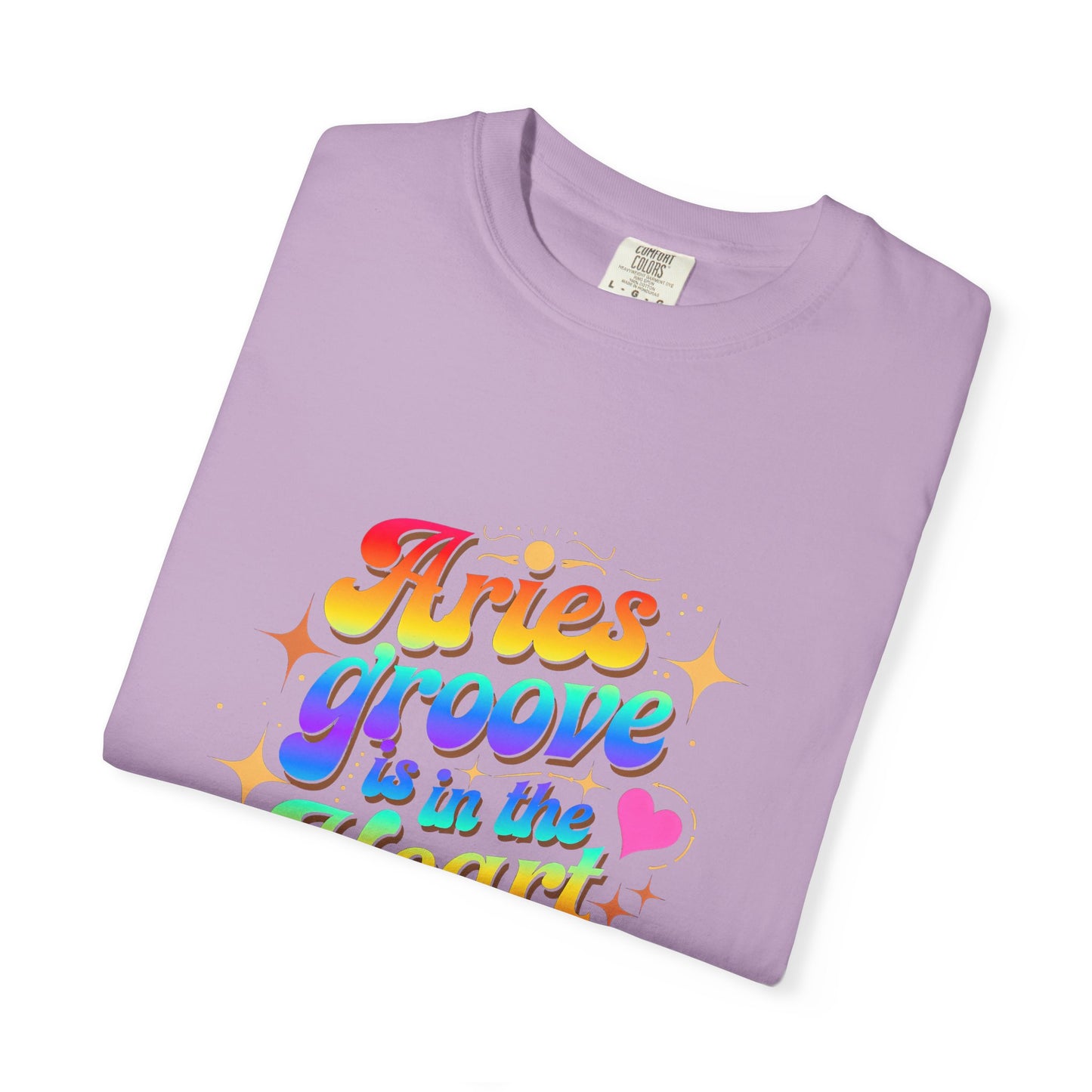Aries Groove Is in the Heart – Rainbow Retro Zodiac Tee