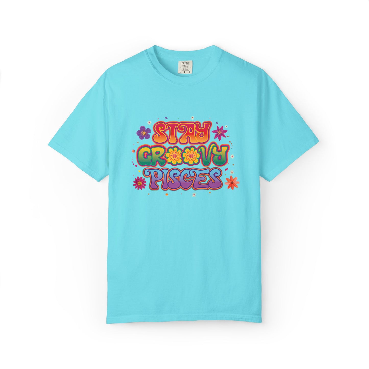Stay Groovy Pisces - Retro Flower Power Zodiac Tee
