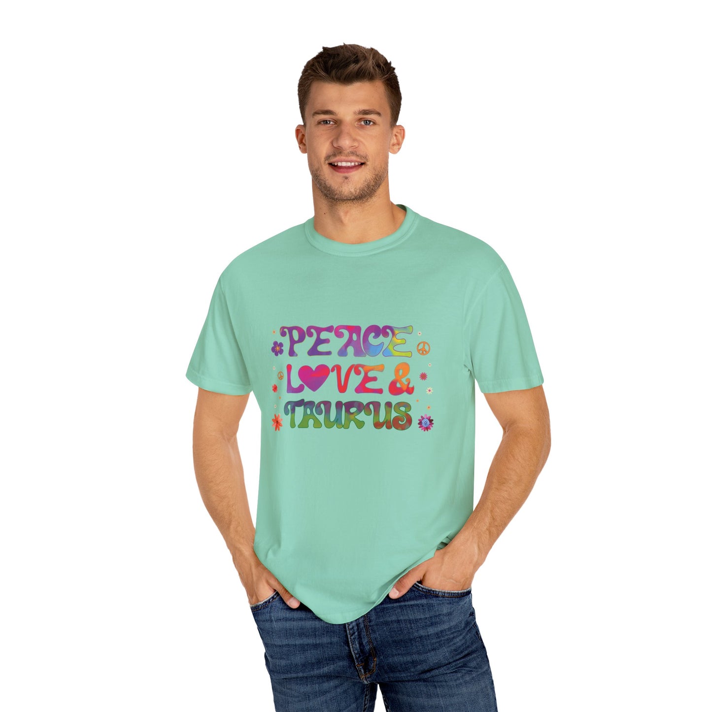 Peace Love & Taurus – Earthy Retro Zodiac Tee