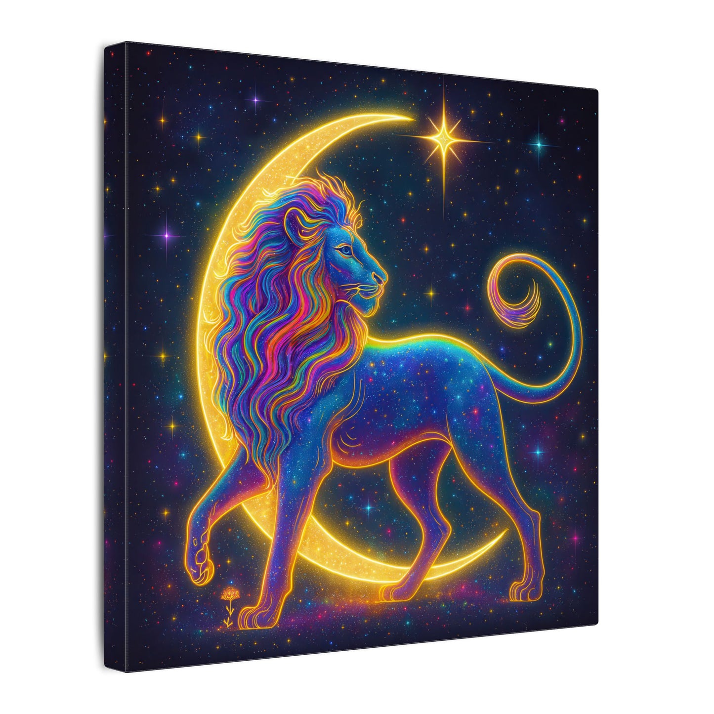 Radiant Rainbow Lion – Celestial Wall Art (Leo Inspired)