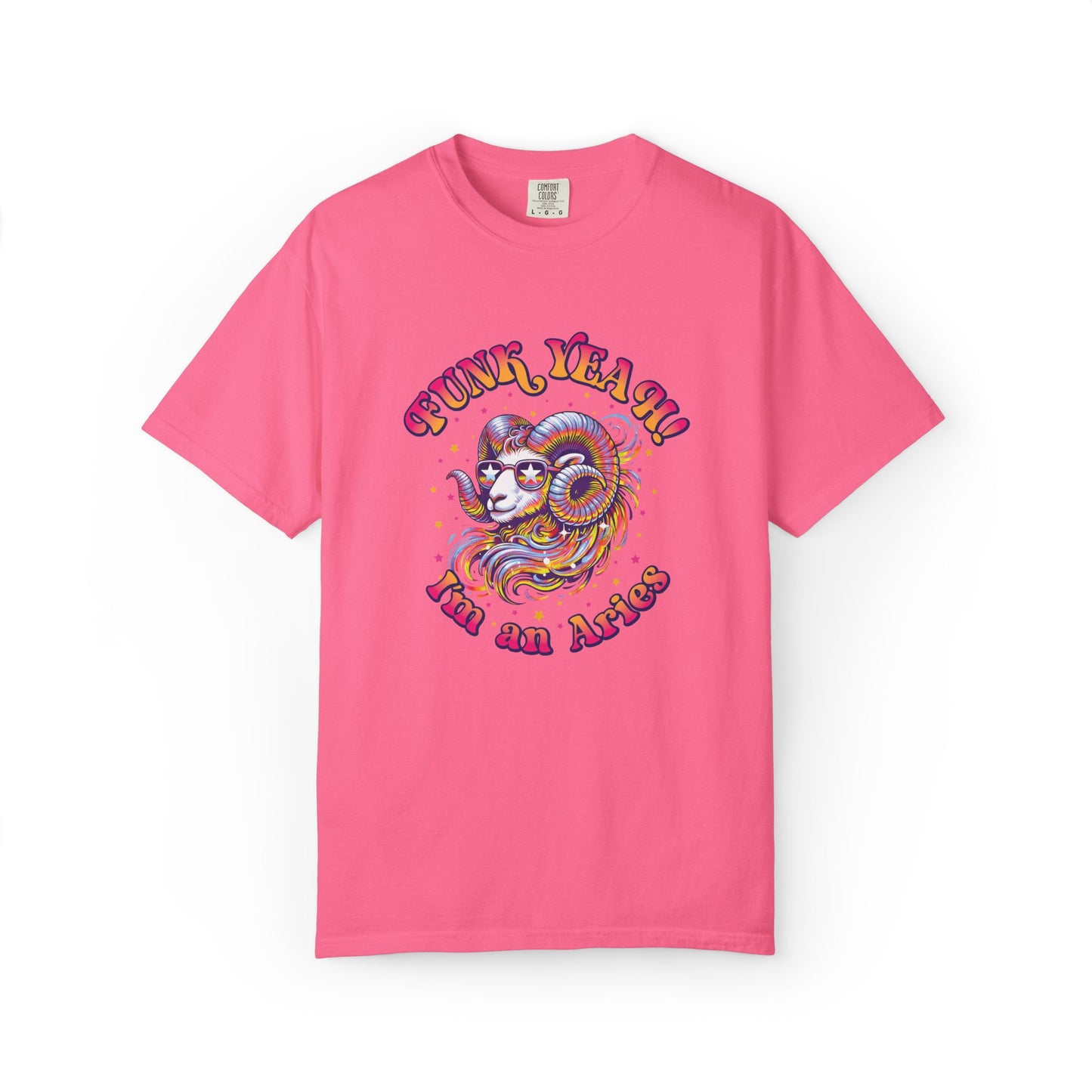 FUNK YEAH!! I’m an Aries Tee – Retro Multicolor Zodiac Shirt, Groovy Fun Style