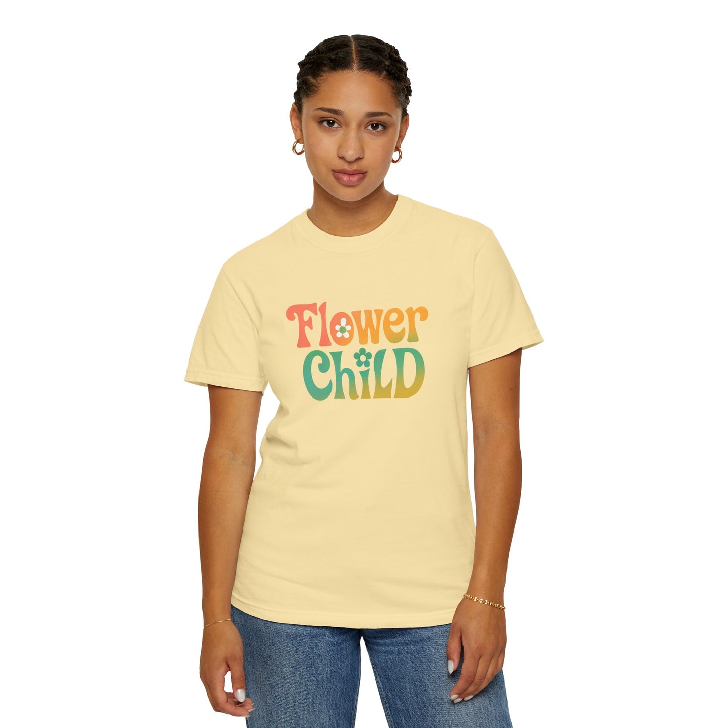 Flower Child Retro Colorful Tee – Groovy 70s Comfort Colors Shirt