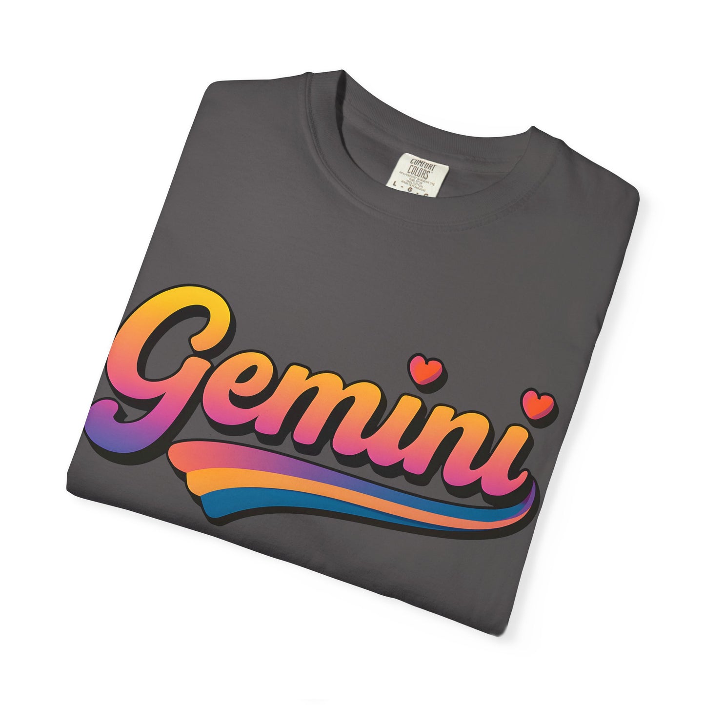 Gemini Retro Rainbow Heart Astrology Tee