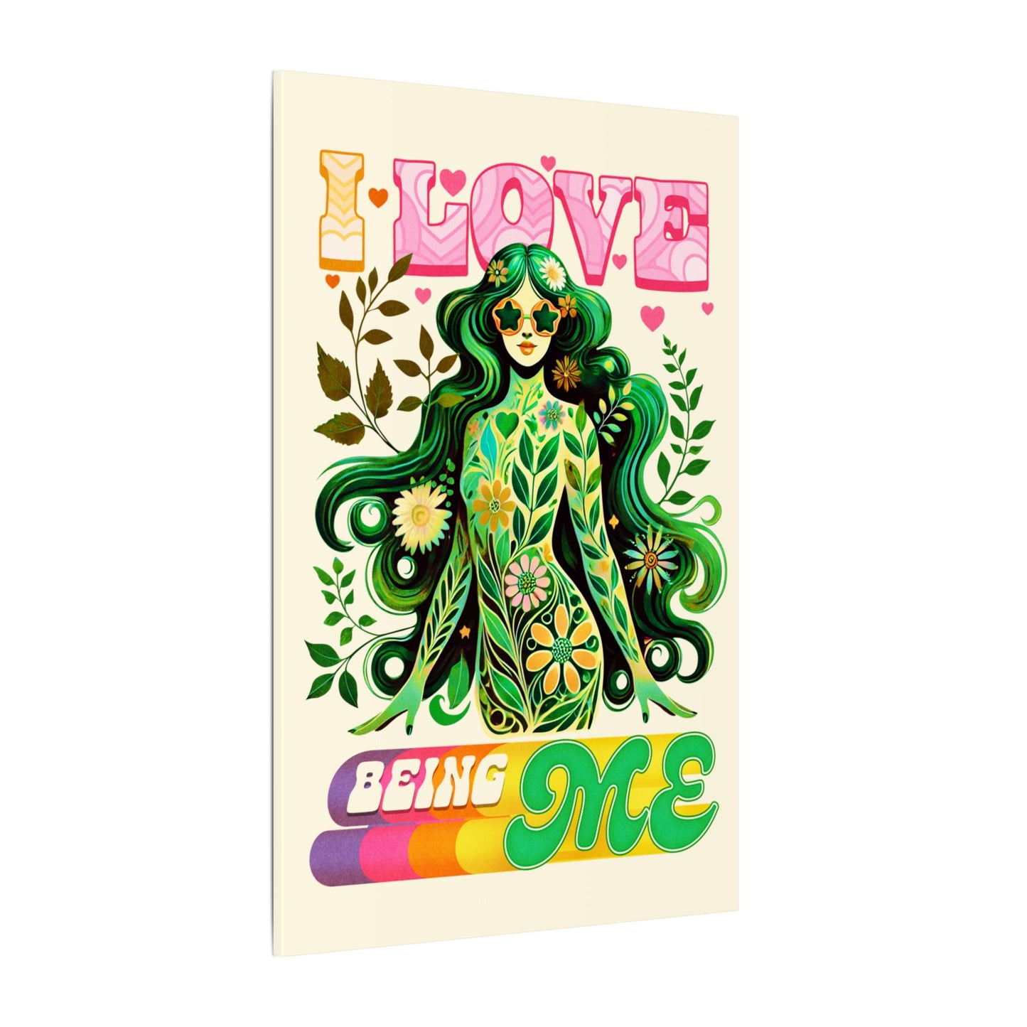 Mystical Retro Goddess Canvas Wall Art – Psychedelic Self-Love Botanical Design