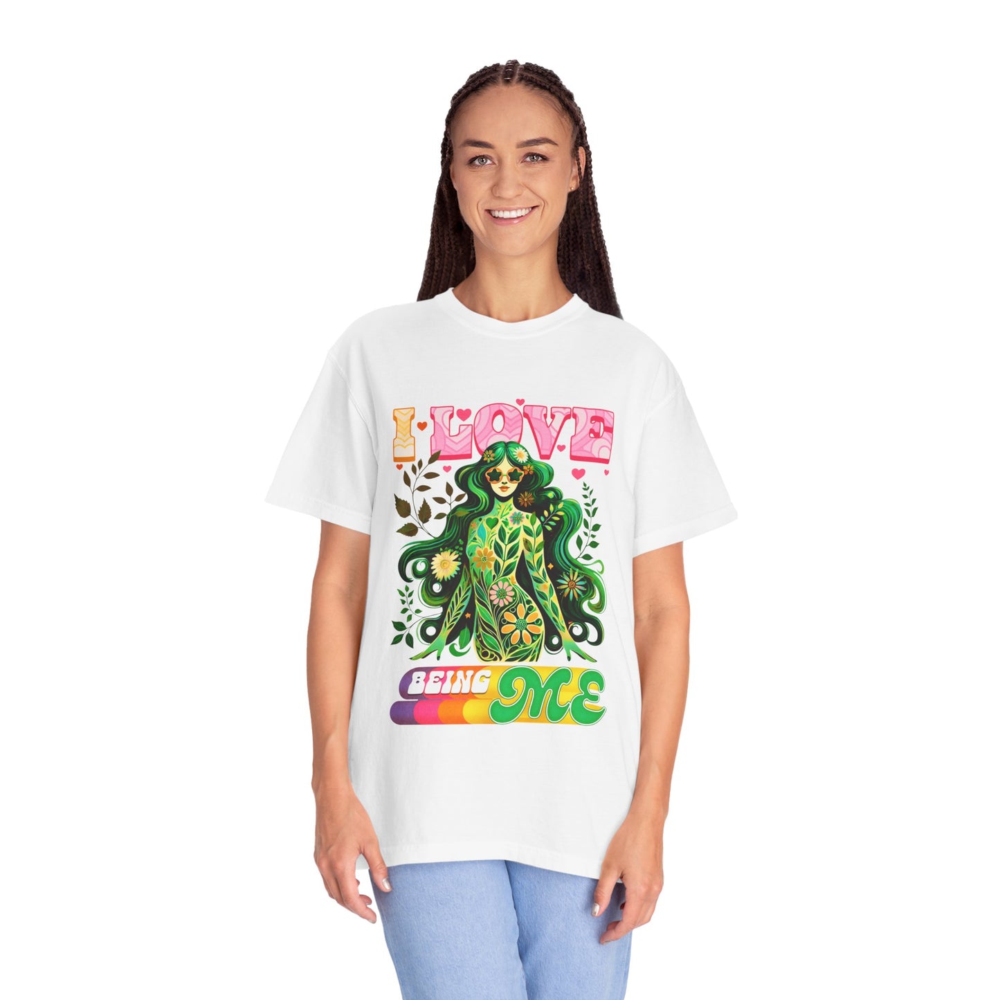 I Love Being Me Tee – Self-Love Groovy Nature Shirt