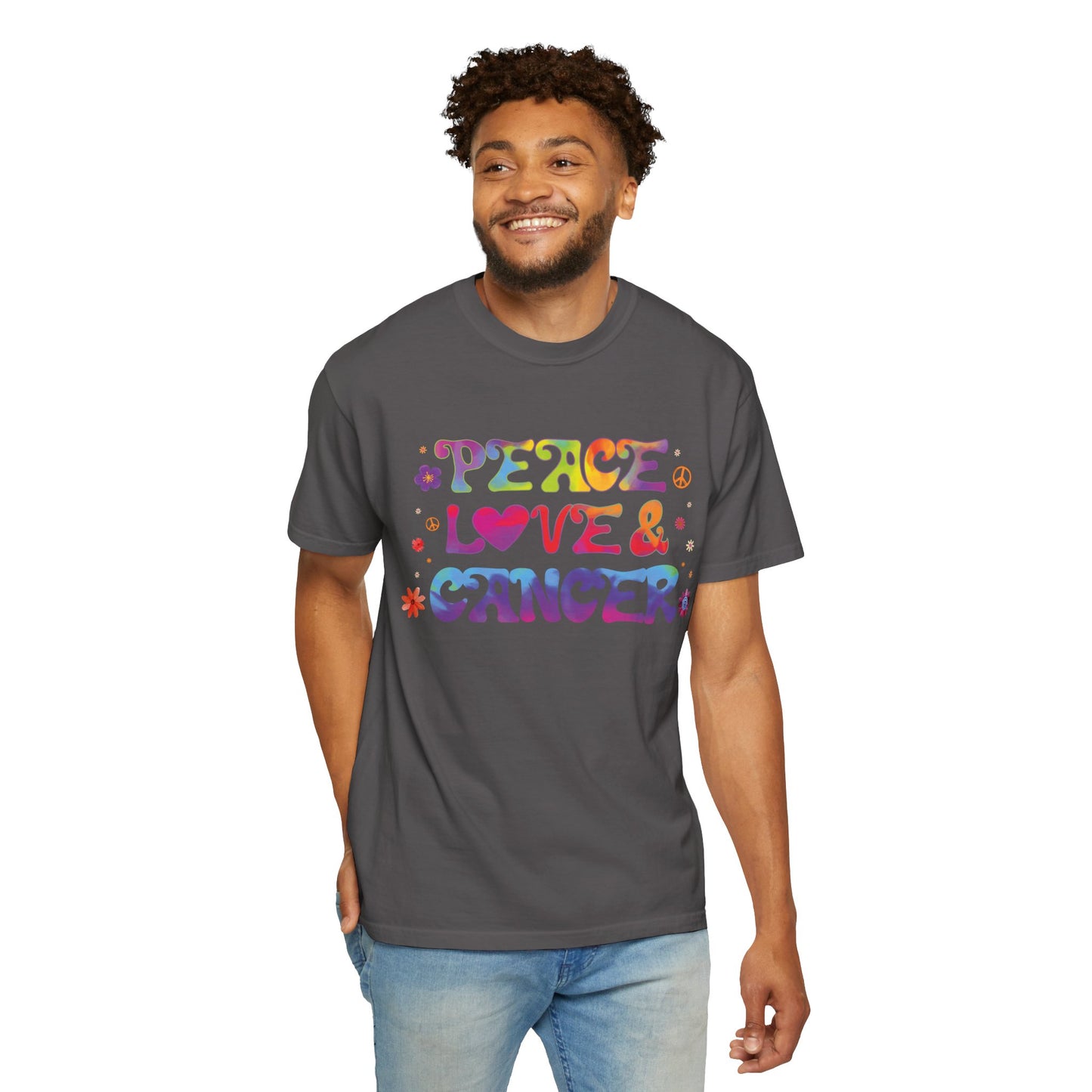 Peace Love & Cancer – Groovy Zodiac Retro Tee