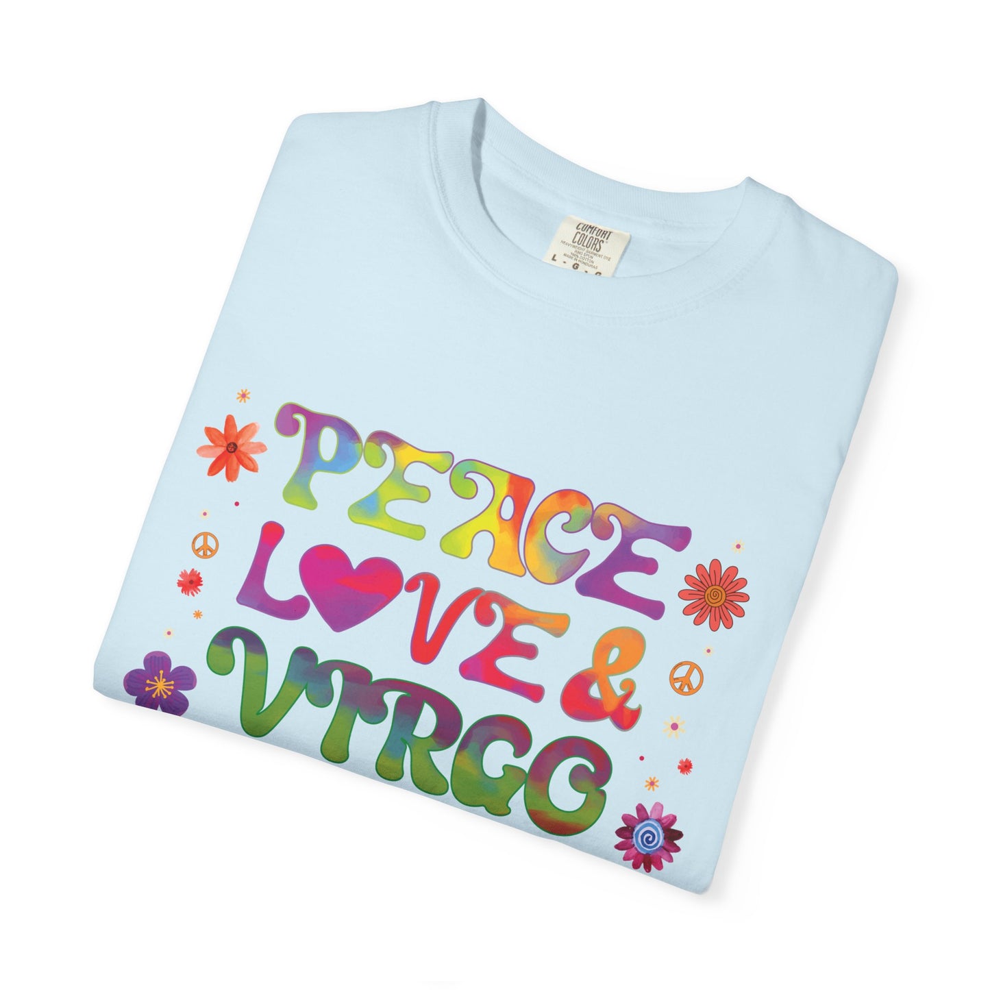 Peace Love & Virgo – Retro Hippie Zodiac Tee