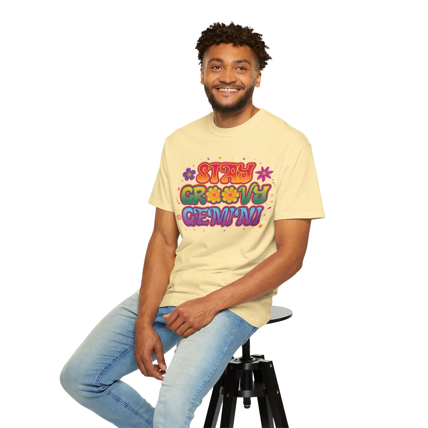 Stay Groovy Gemini – Flower Power Retro Zodiac Tee