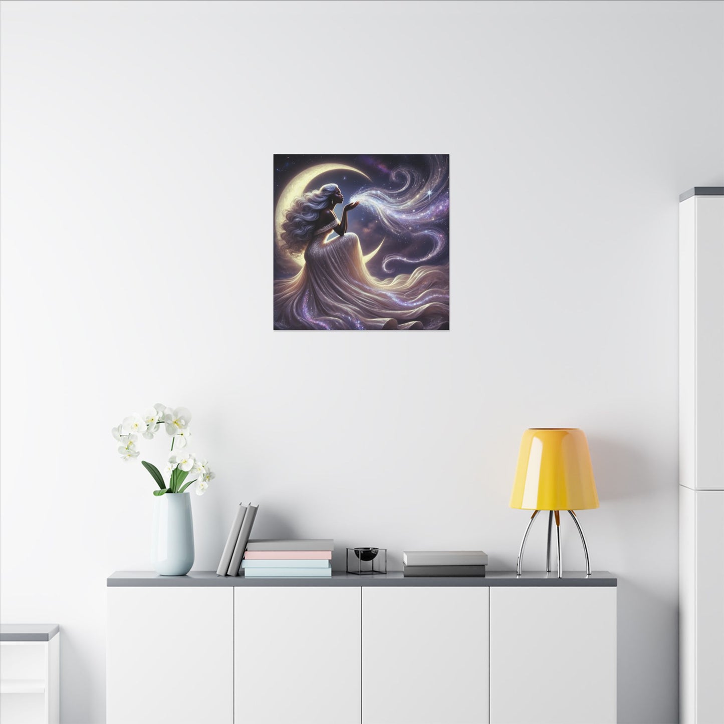 Stardust Wishes – Enchanted Moon Goddess Wall Art (Art Nouveau Inspired)