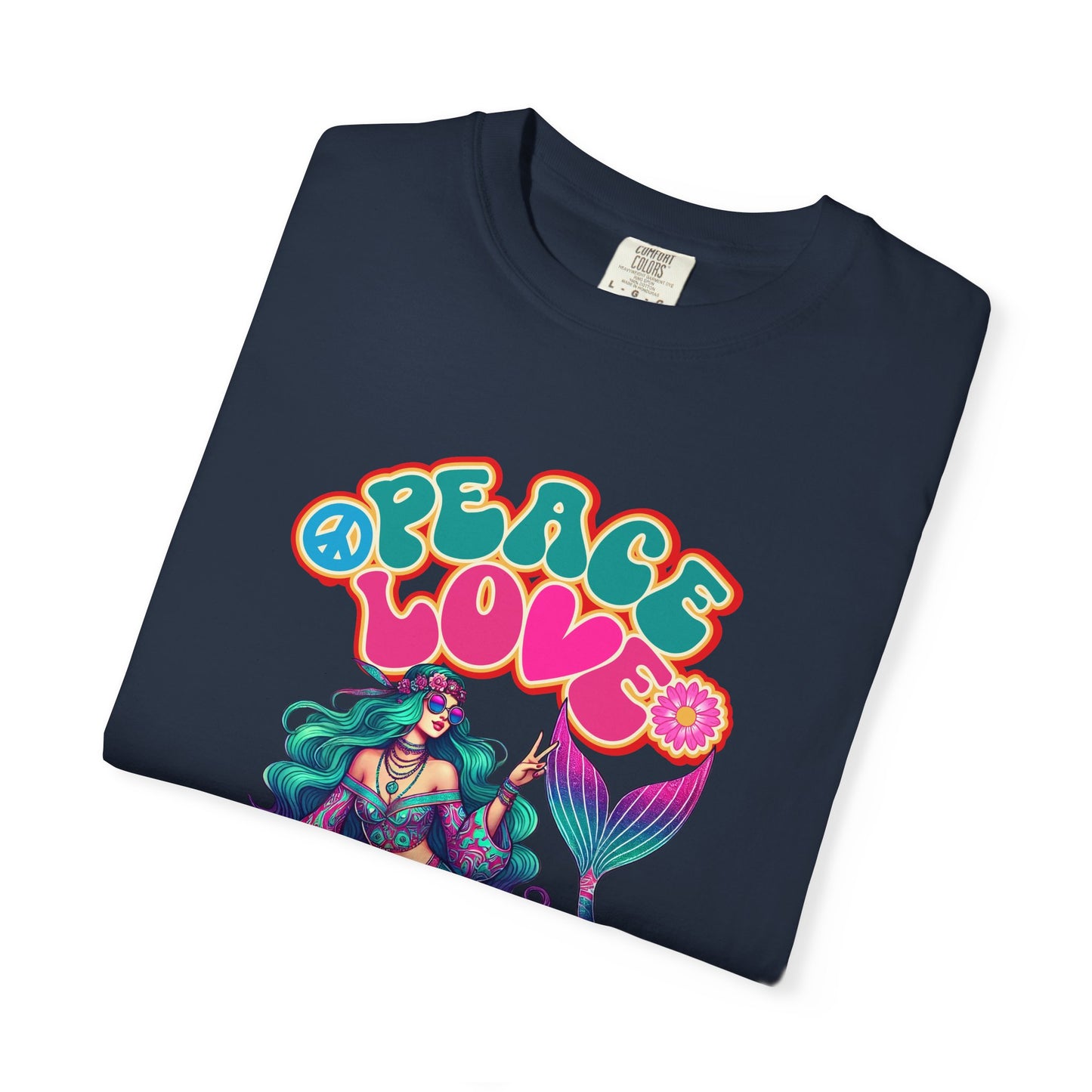 Peace Love & Pisces – Groovy Mermaid Retro Zodiac Tee