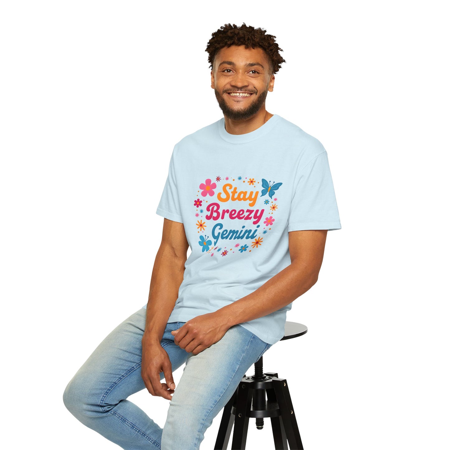 Stay Breezy Gemini Tee β Groovy Flower Power Zodiac Shirt