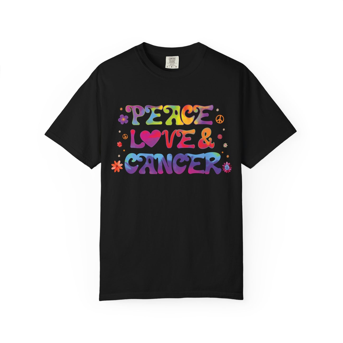 Peace Love & Cancer – Groovy Zodiac Retro Tee