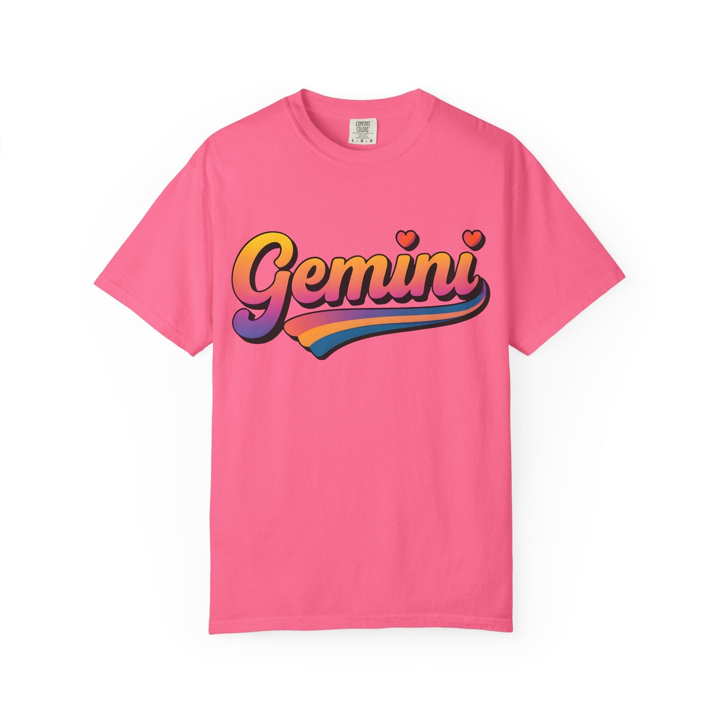 Gemini Retro Rainbow Heart Astrology Tee