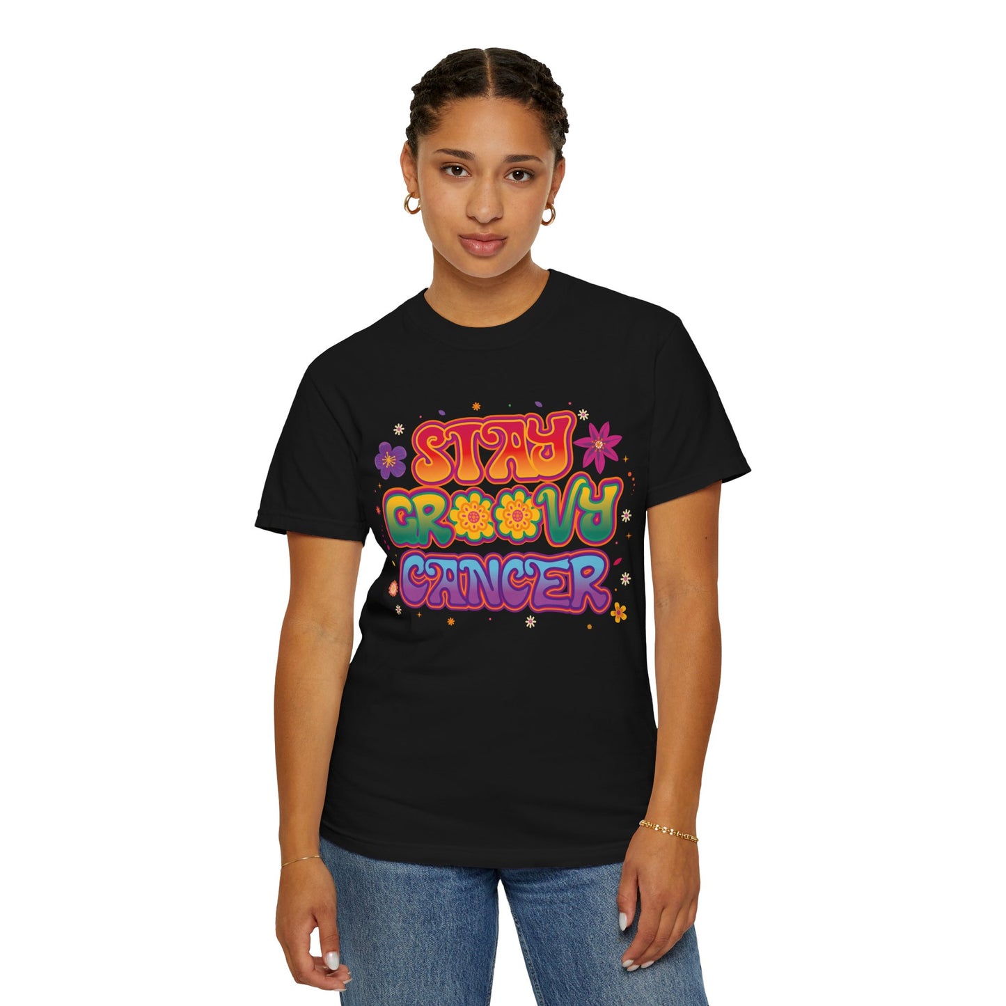 Stay Groovy Cancer Tee – Retro Colorful Zodiac Shirt