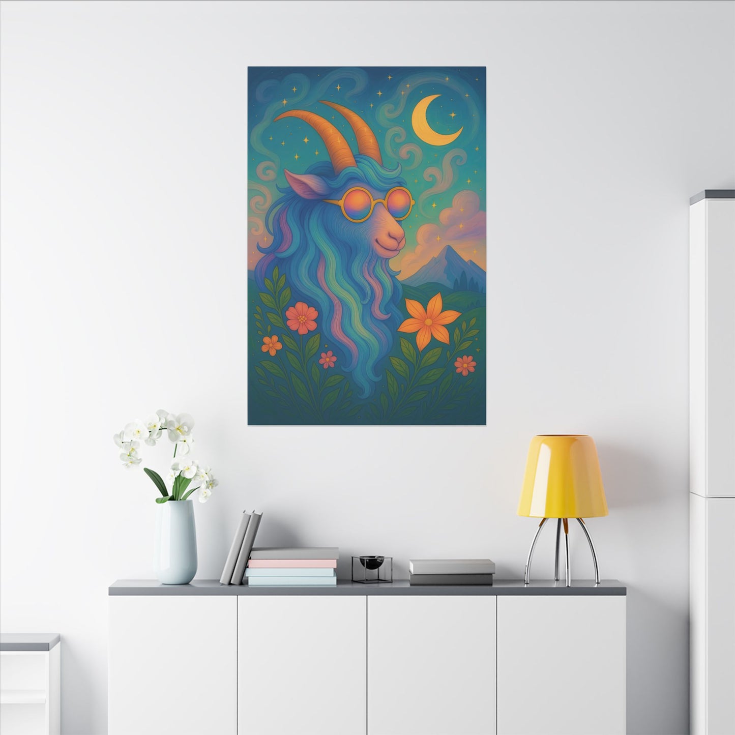 Capricorn Dreams – Radiant Retro Goat Wall Art