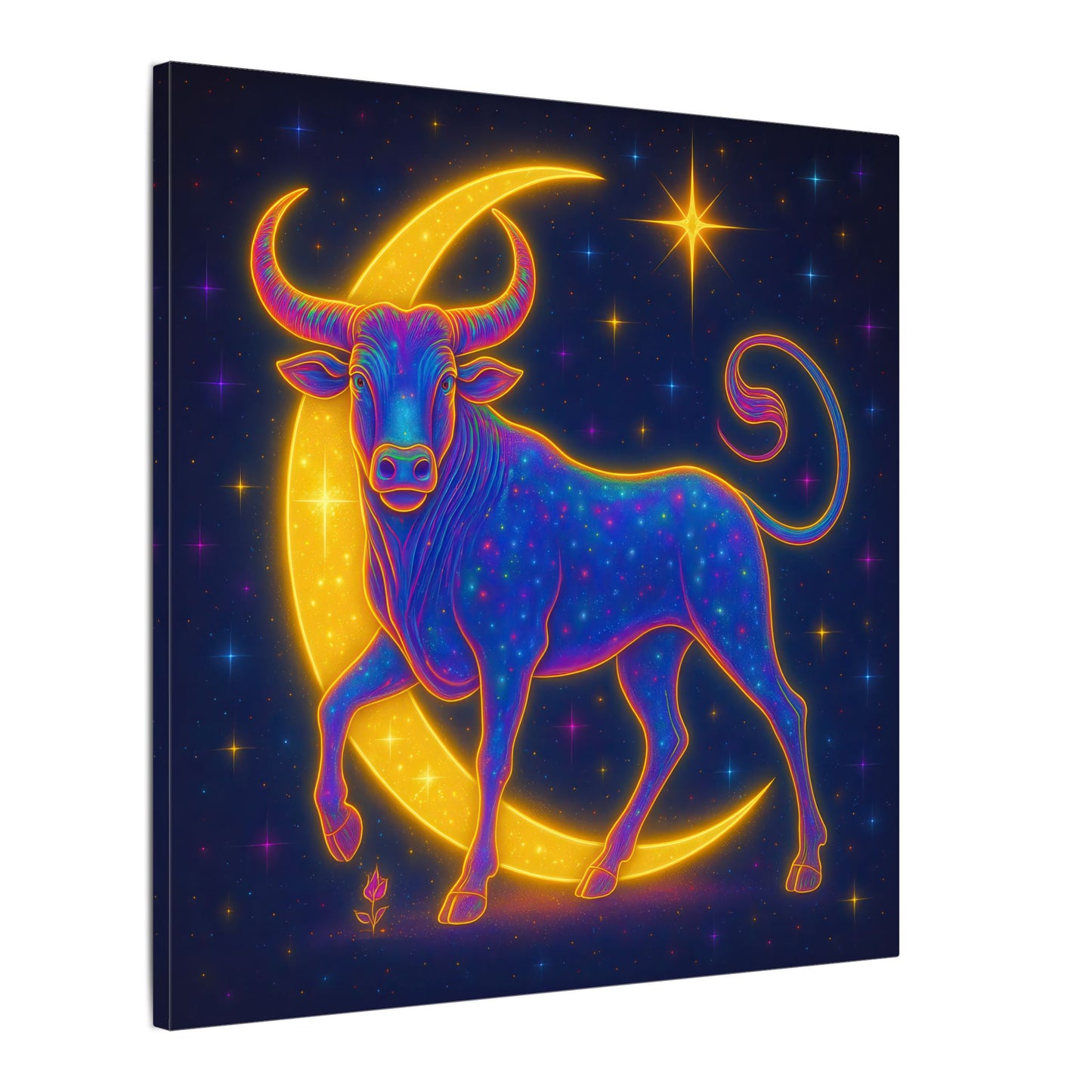 Radiant Rainbow Bull – Celestial Wall Art (Taurus Inspired)